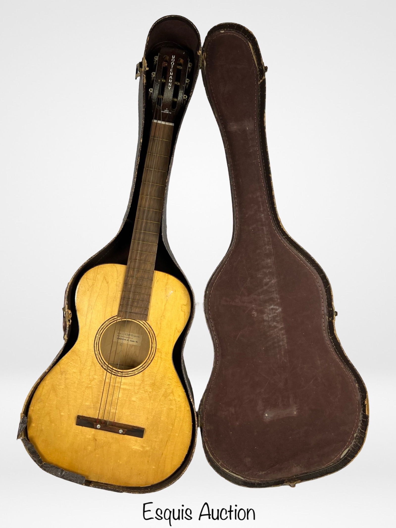 Jackson-Guldan Hootenanny Acoustic Guitar: Vintage Jackson-Guldan Hootenanny Chris Adjustomatic Acoustic Guitar. Good overall condition, normal wear, needs new strings. Comes with Hard Case.