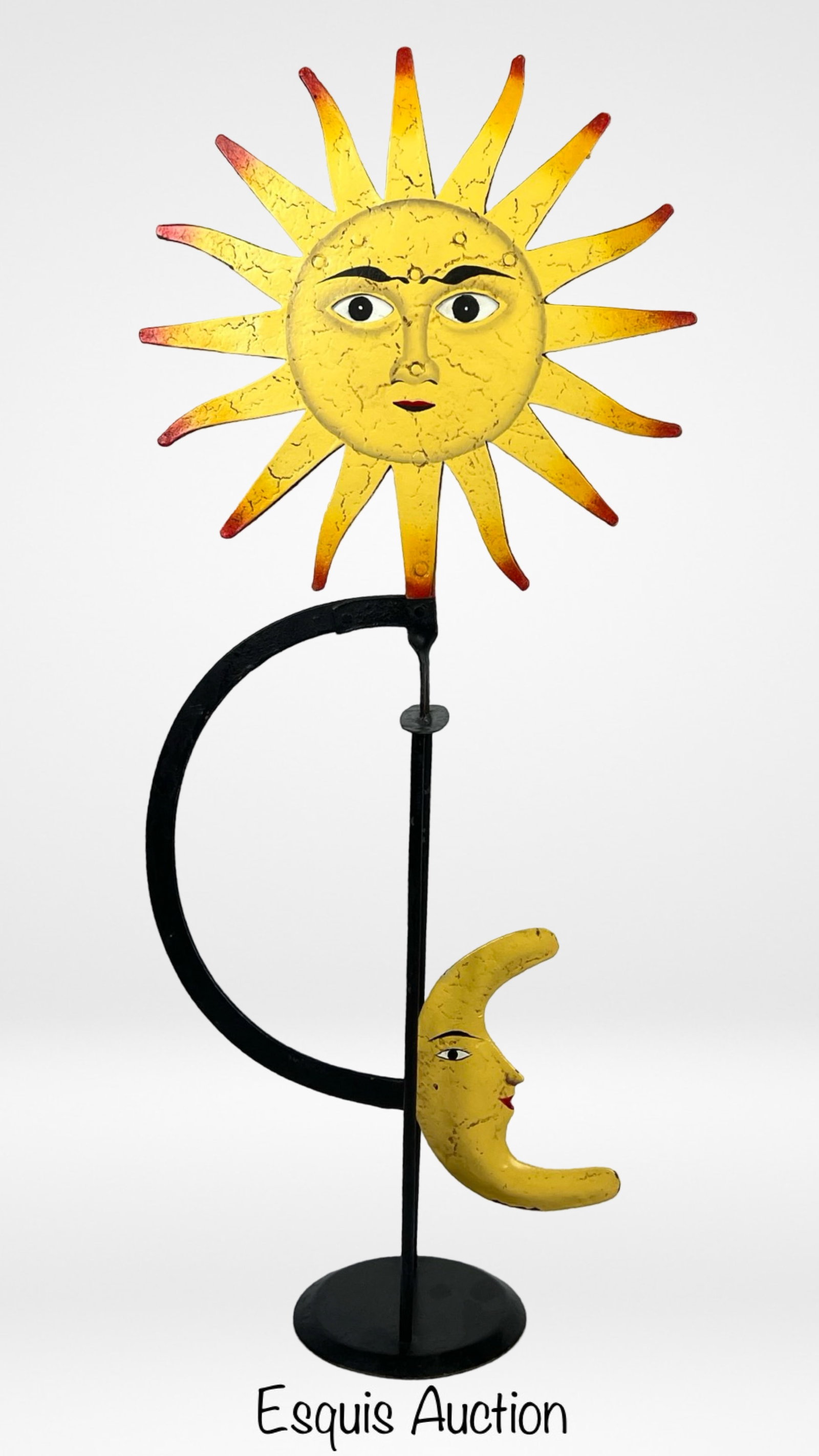 Sun & Moon Kinetic Balancing Sculpture: Sun & Moon Kinetic Balancing Sculpture with moving eyes. 20" x 11" x 4 1/2".