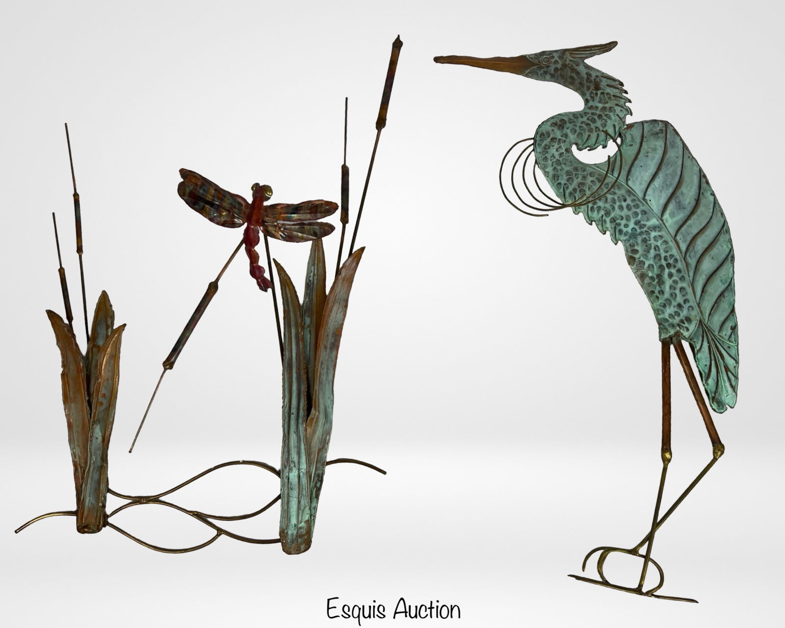 Ron Bertocchi Copper Egret/ Dragonfly Wall Art Scu (1 of 5)