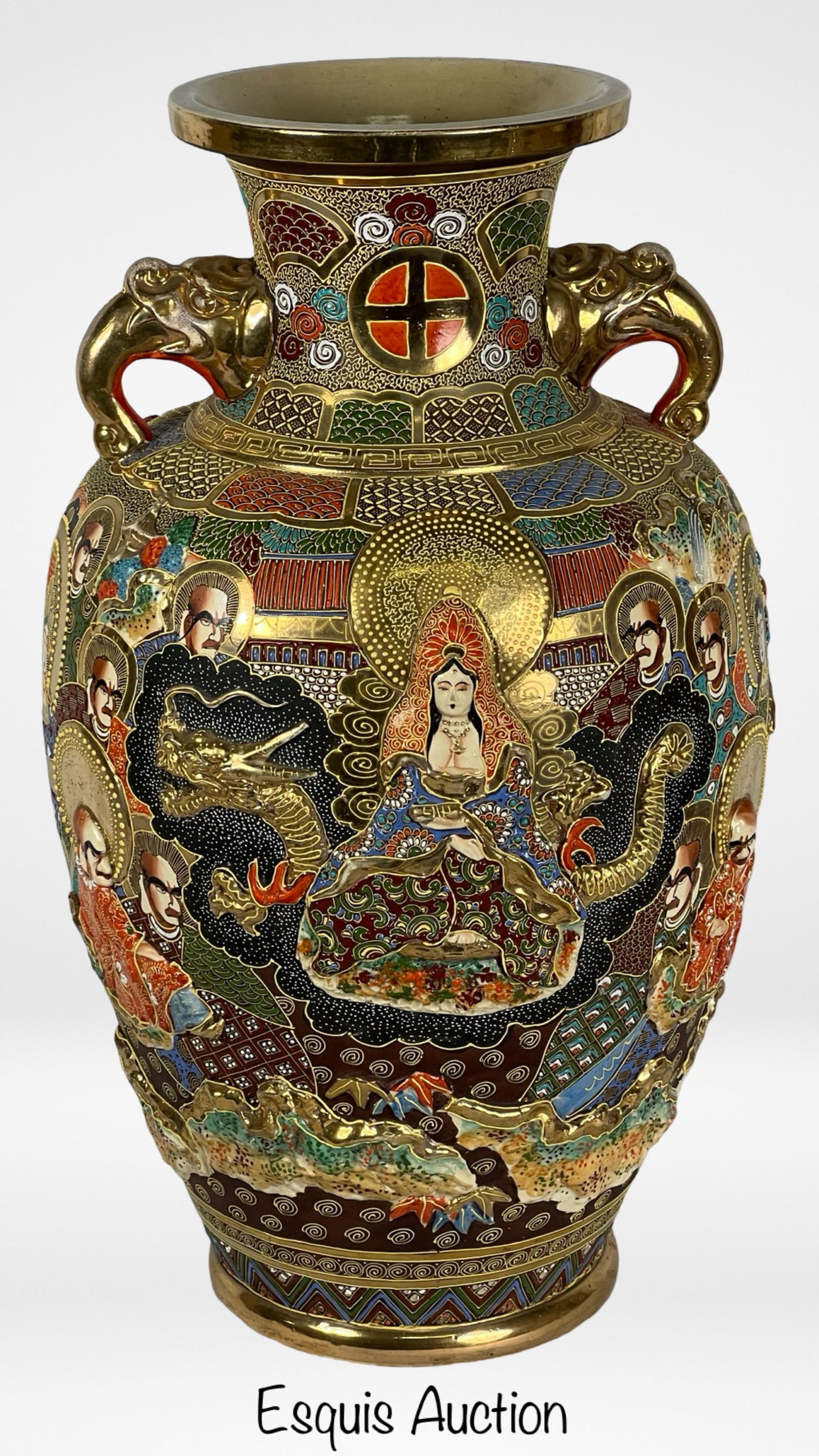 High Relief Japanese Satsuma Floor Vase (1 of 11)