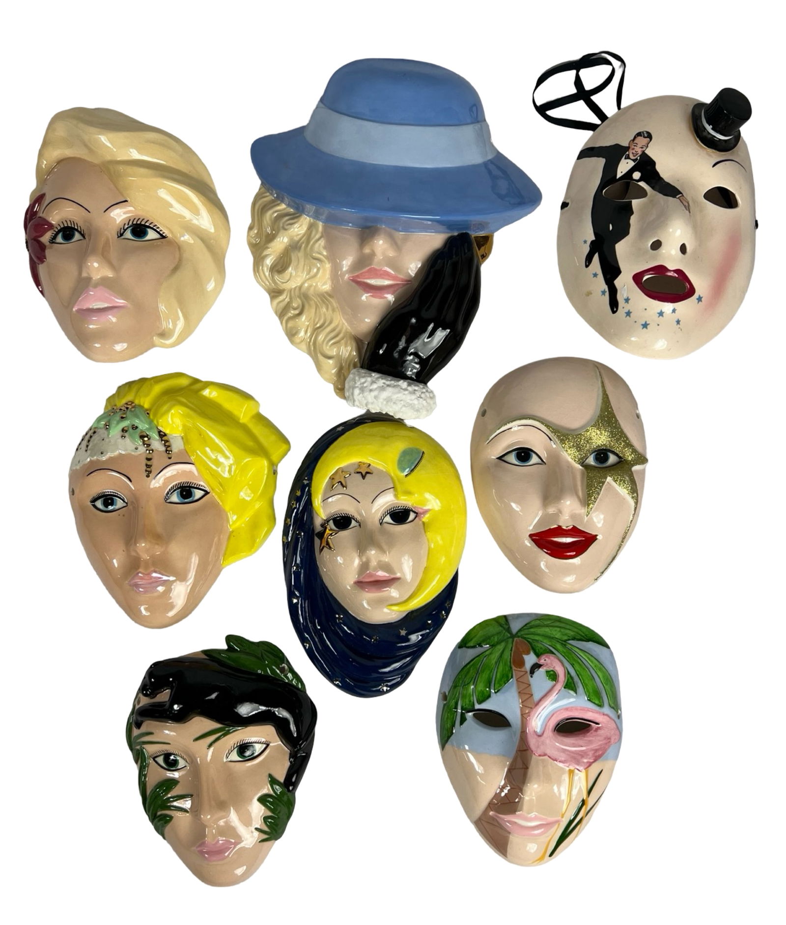 Assortment of Vintage Ceramic Wall Masks (1 of 2)