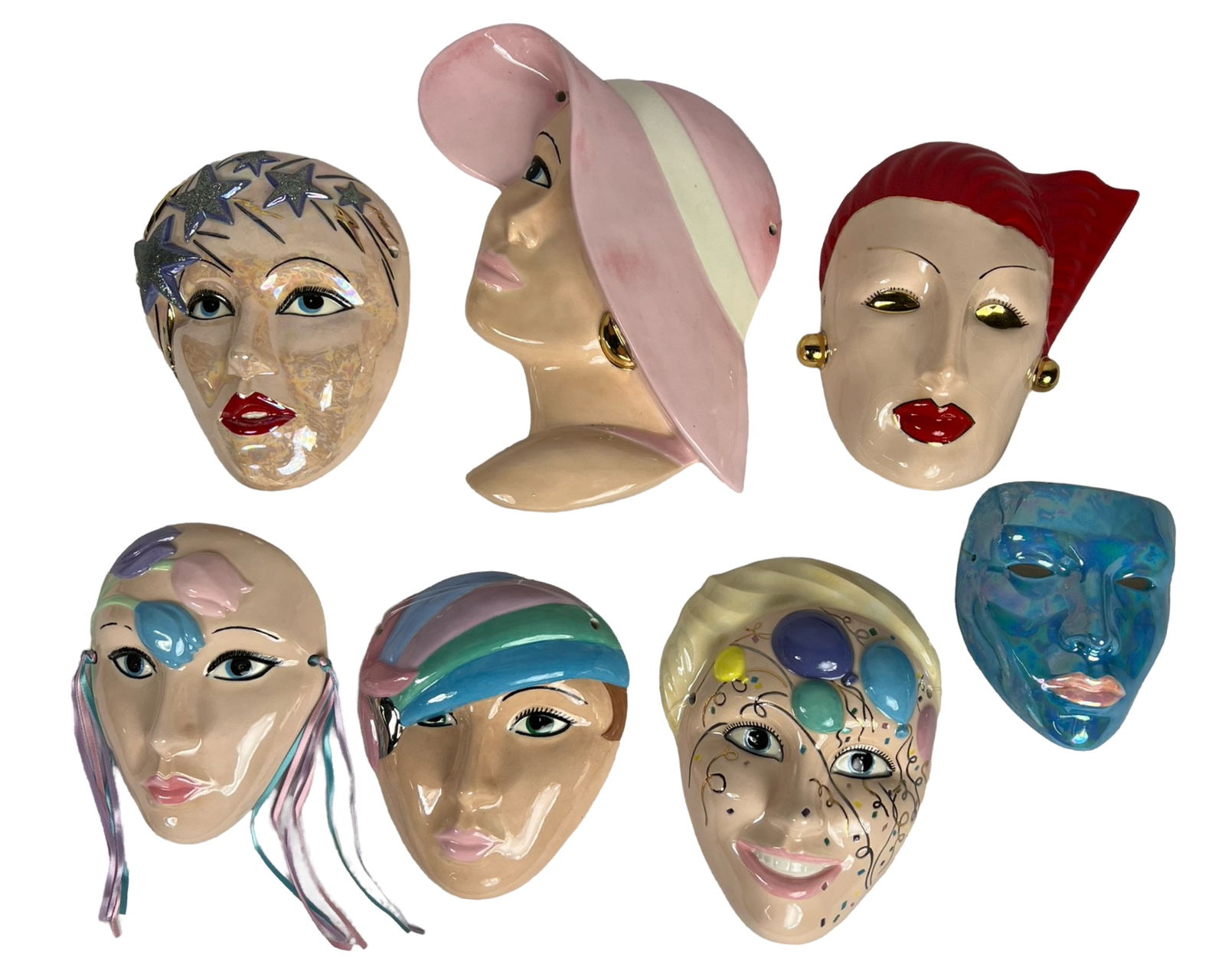 Group of Vintage Ceramic Wall Masks (1 of 2)