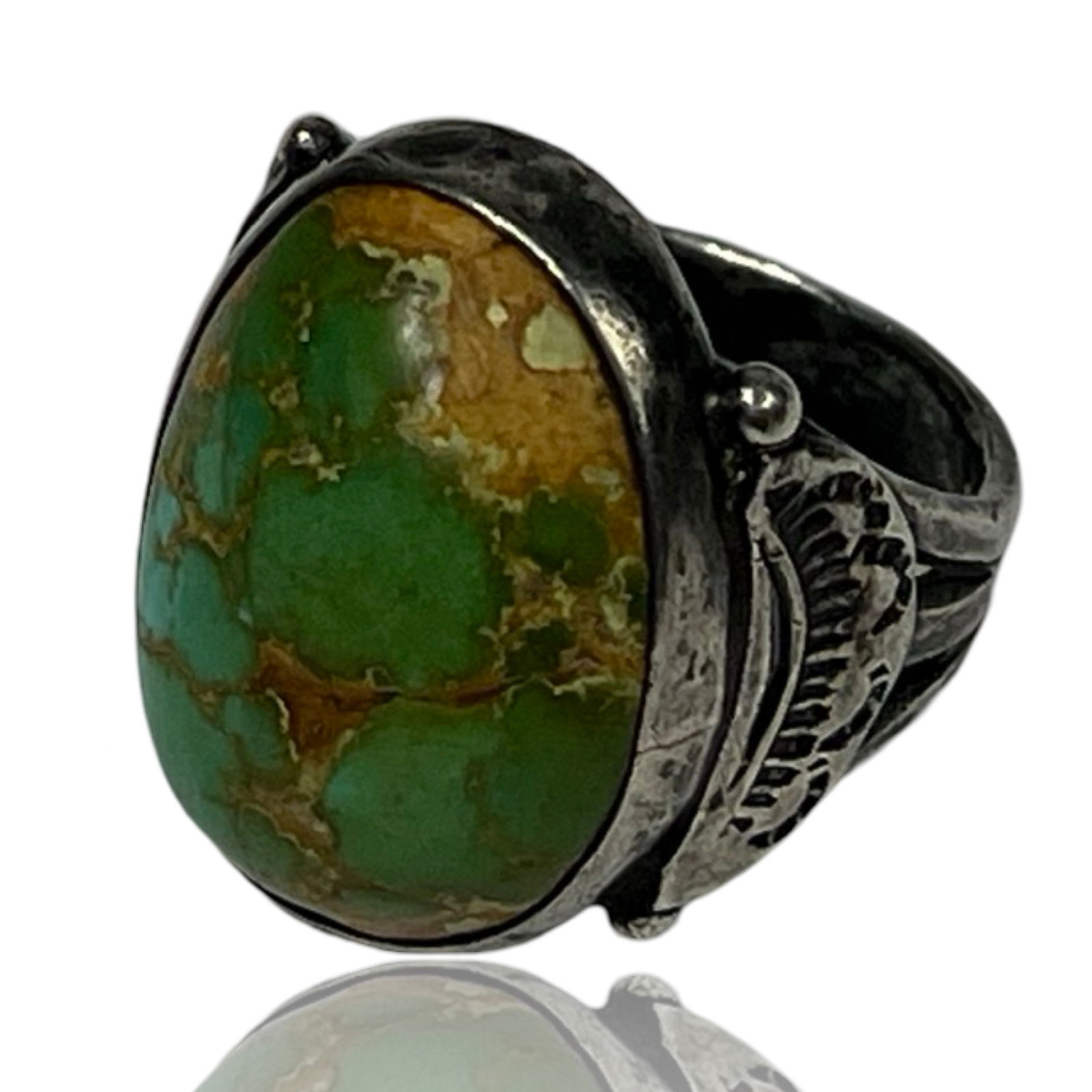Navajo Arizona Turquoise Sterling Silver Mens Ring (1 of 4)