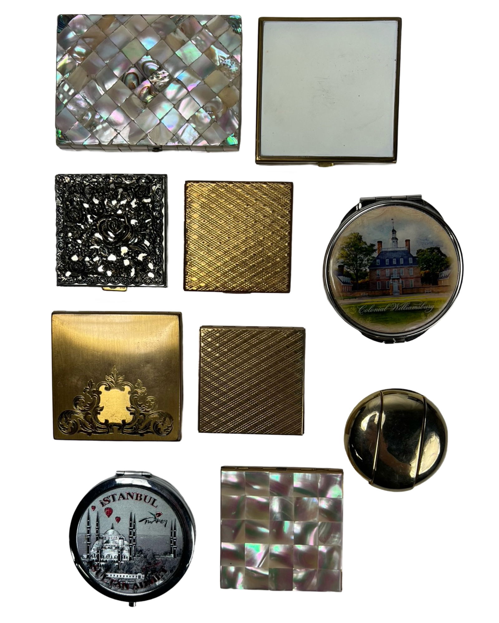 Group of Vintage Lady's Compacts & Business Card (1 of 2)