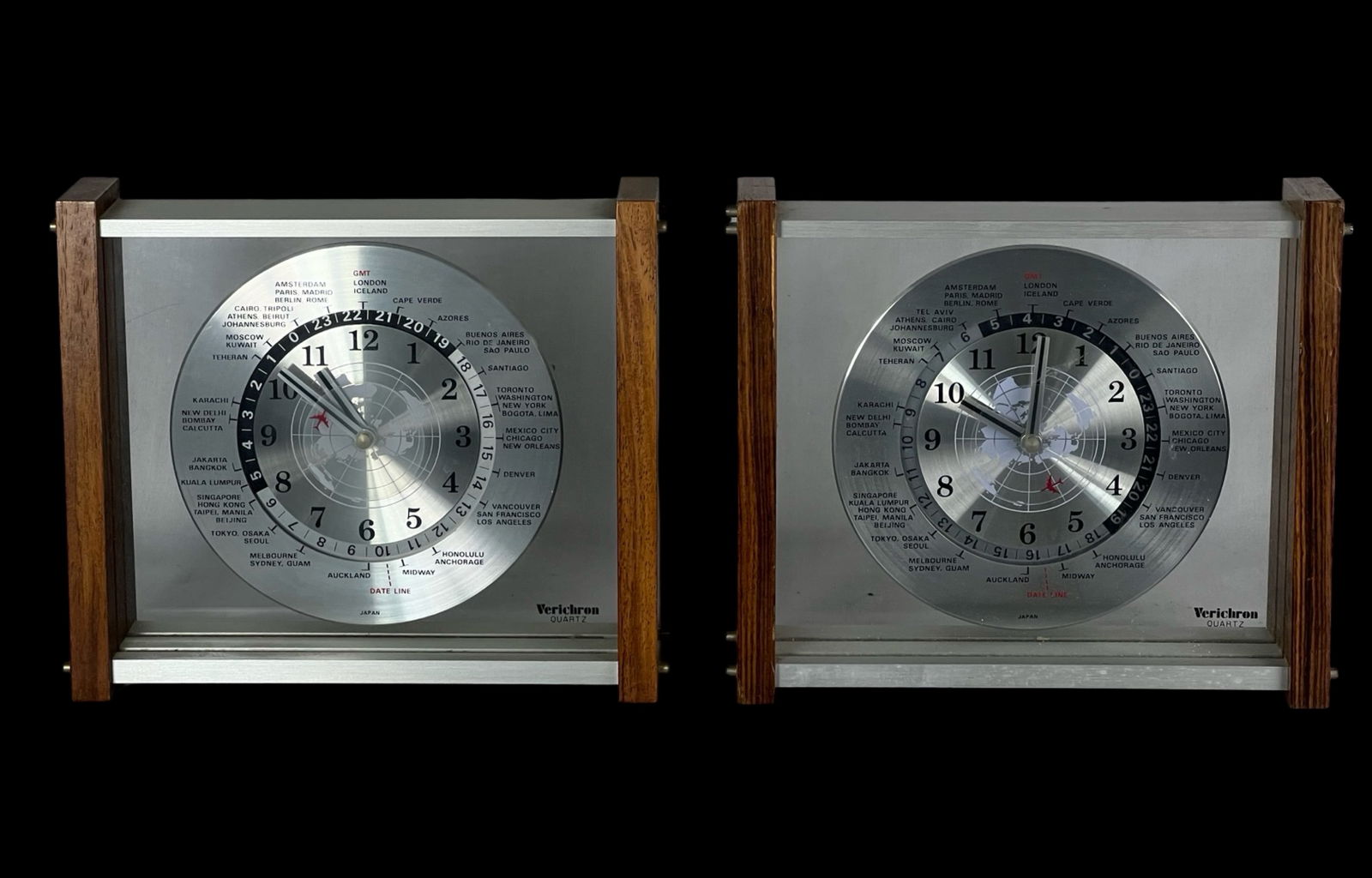 Two Vintage Verichron World Time Zone Clocks (1 of 3)
