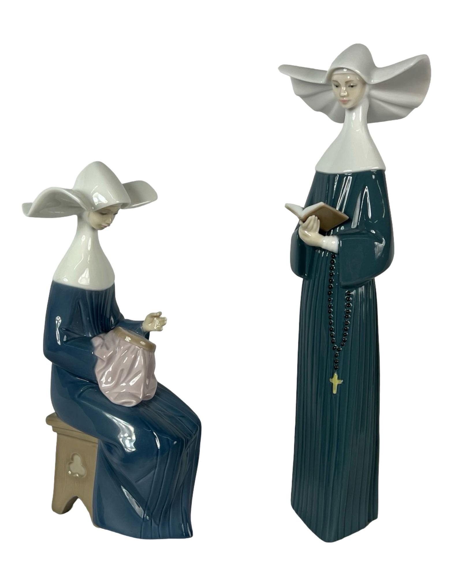 Lladro- Two Nun Porcelain Figurines (1 of 5)