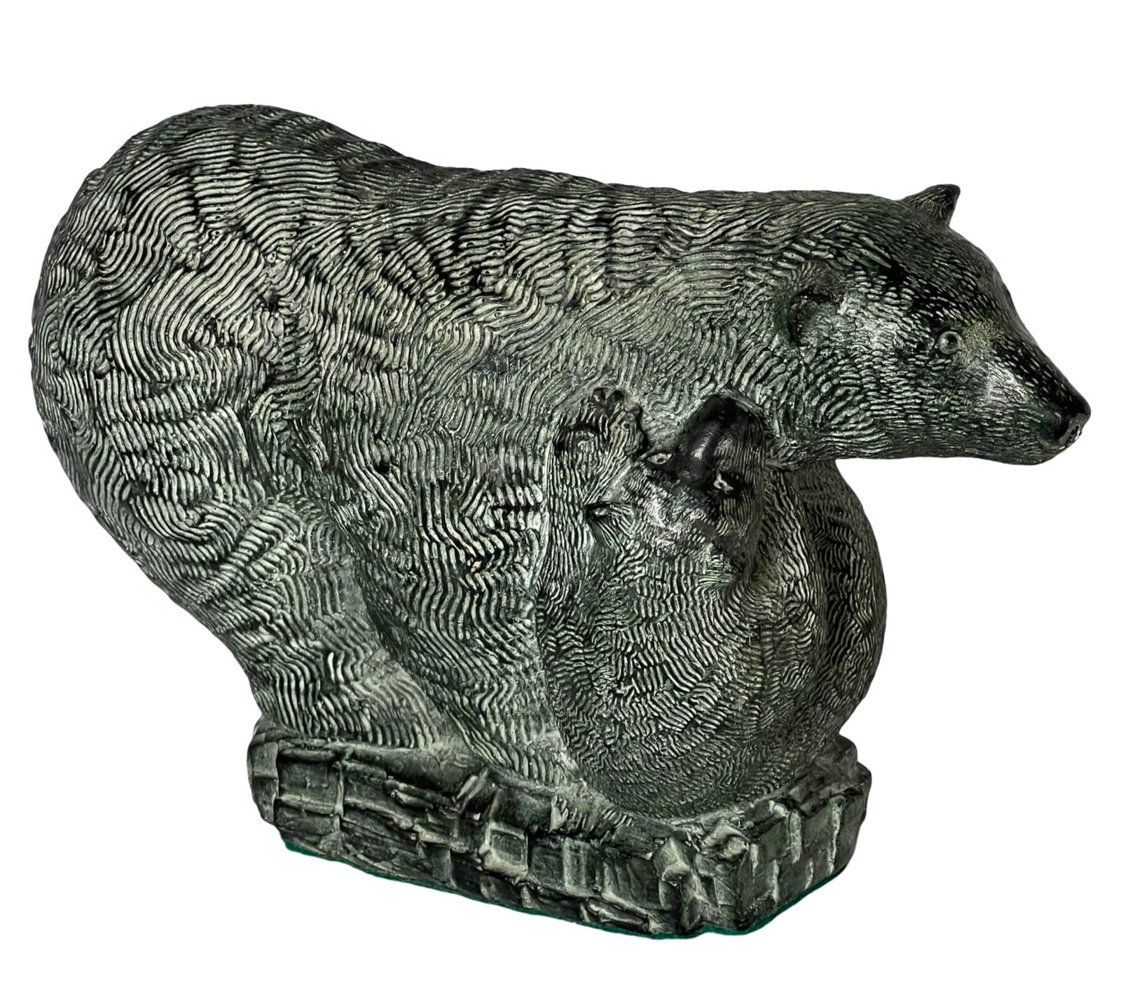 Vintage Canada Inuit Soapstone Carved Bear w/ Cub (1 of 6)