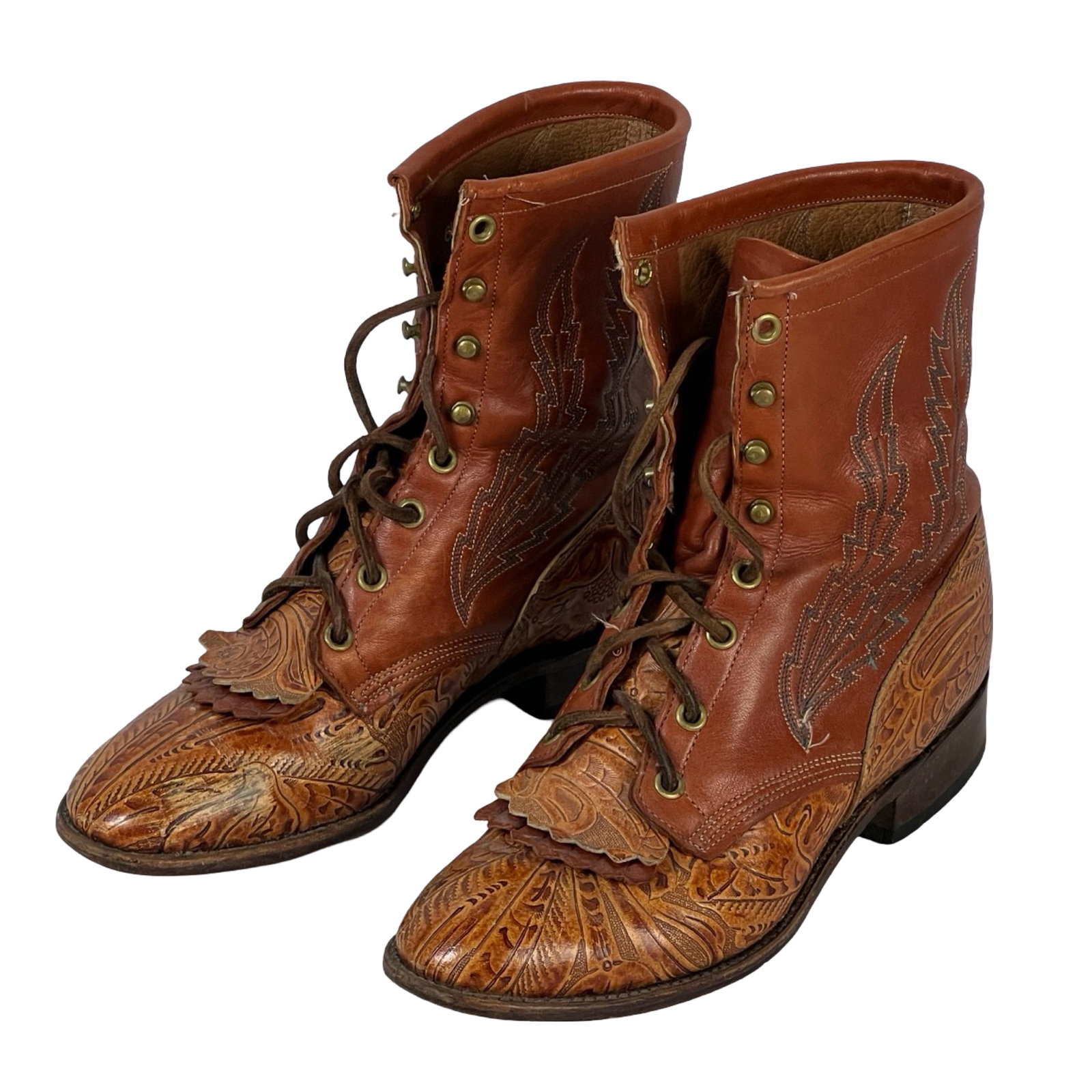 Larry Mahan Brown Leather Trail Boss Boots 8.5: Larry Mahan Brown Leather Trail Boss Boots. Size 8.5. Good slightly pre-loved condition.