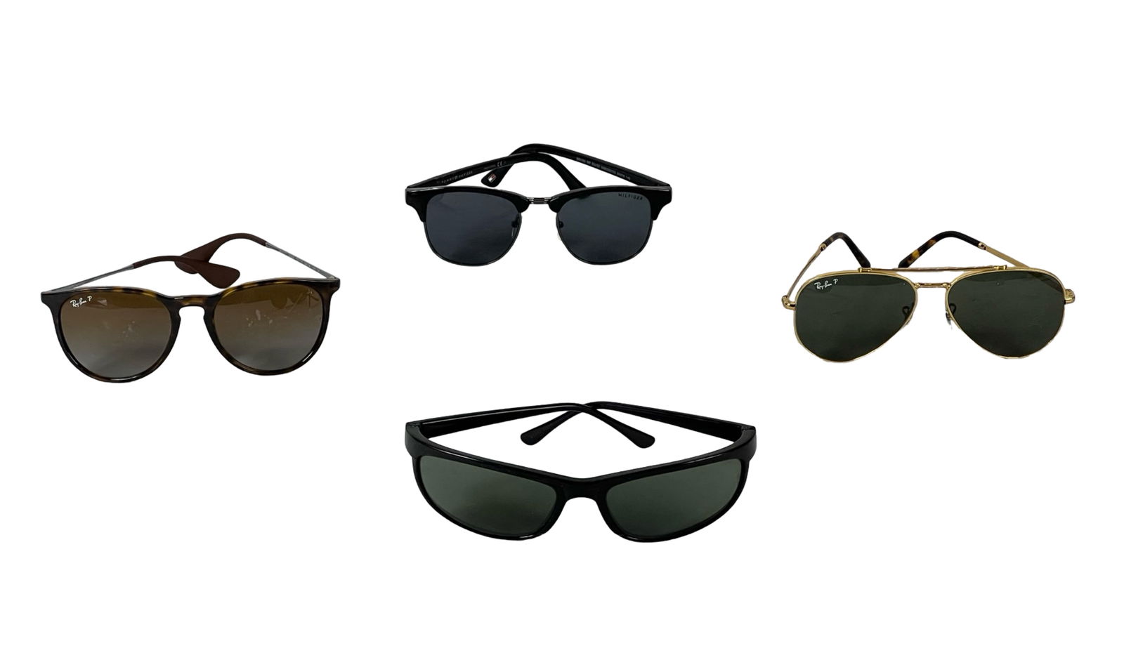 Designer Sunglasses- Ray Ban & Hilfiger.: Designer Sunglasses- Ray Ban & Hilfiger. All have monor scratches on glass.