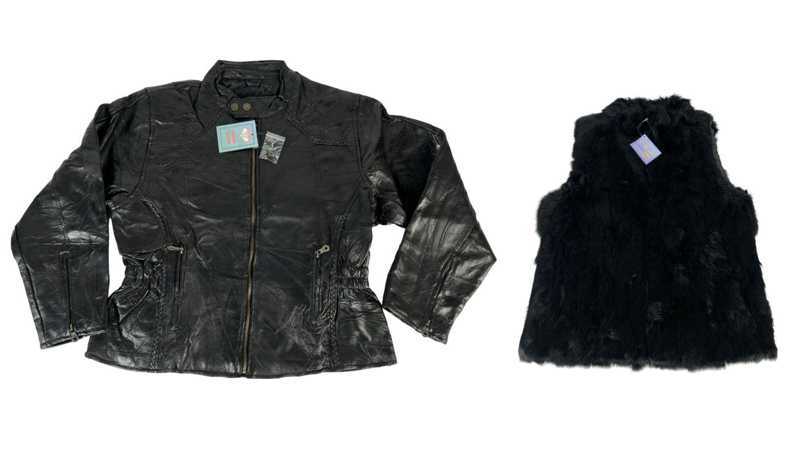 Lady's Biker Leather Jacket & Fur Vest (1 of 6)