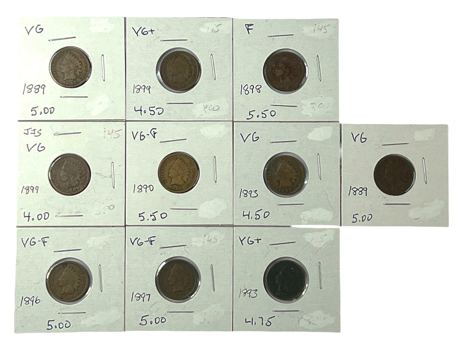 US Indian Head Cents Coins 1889-1899 (1 of 4)