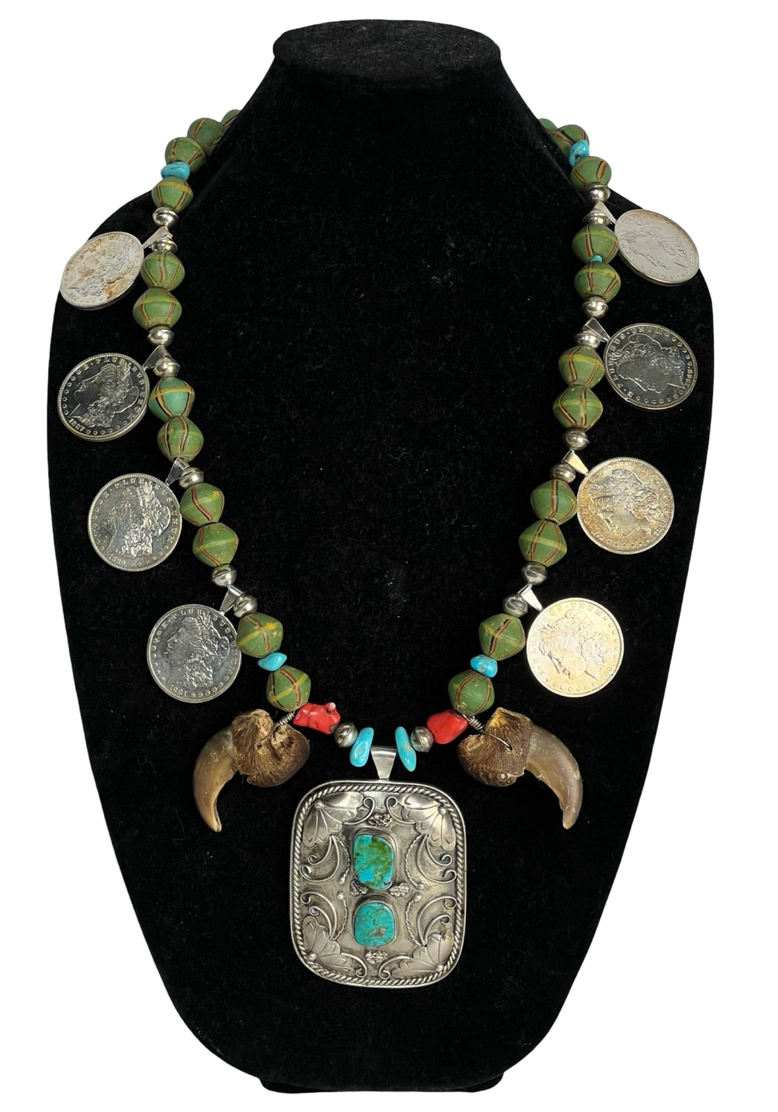 Massive Navajo Sterling Necklace w Morgan Dollars (1 of 7)