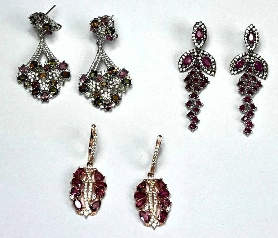 Elegant Ladys Sterling Silver Multi-Color Earrings (1 of 4)