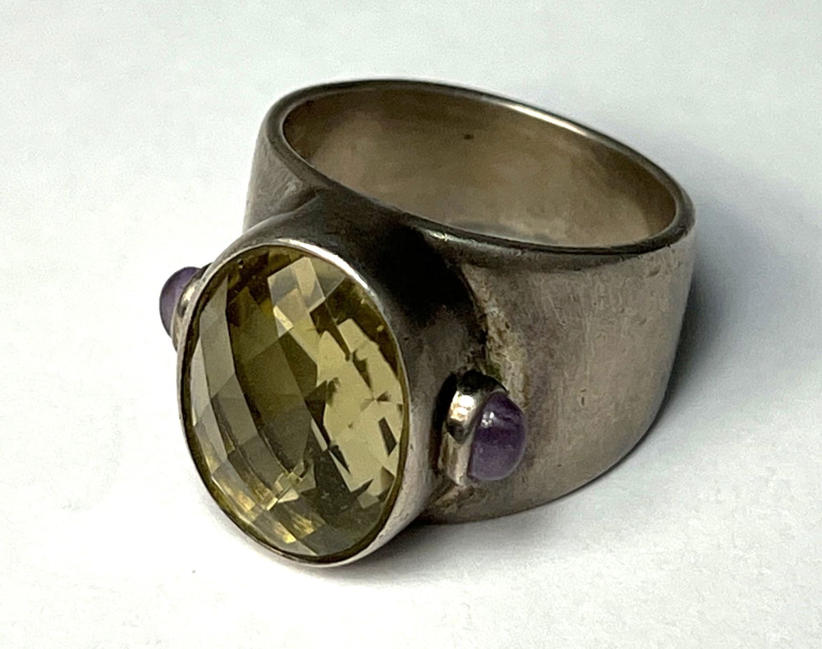 Massive Lady's Sterling Citrine Amethyst Ring (1 of 4)