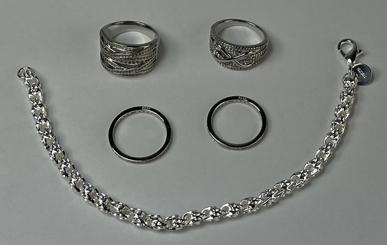 Lady's Sterling Silver Jewelry- Rings w/ Sparkling (1 of 4)