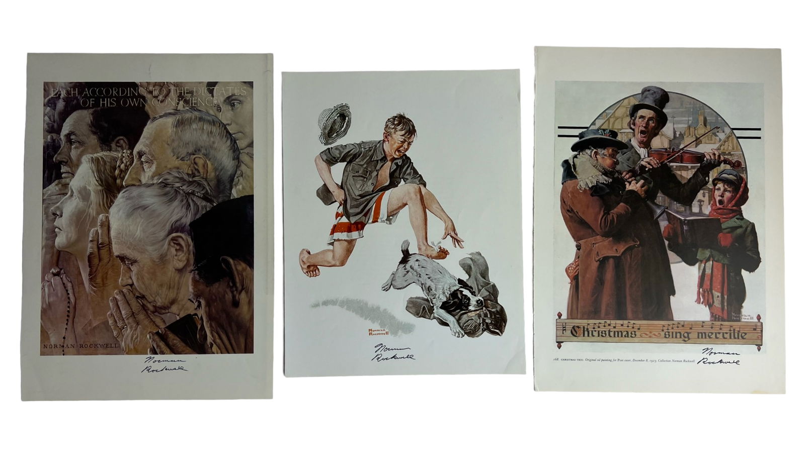 Norman Rockwell- 3 Autographed Art Book Pages (1 of 8)