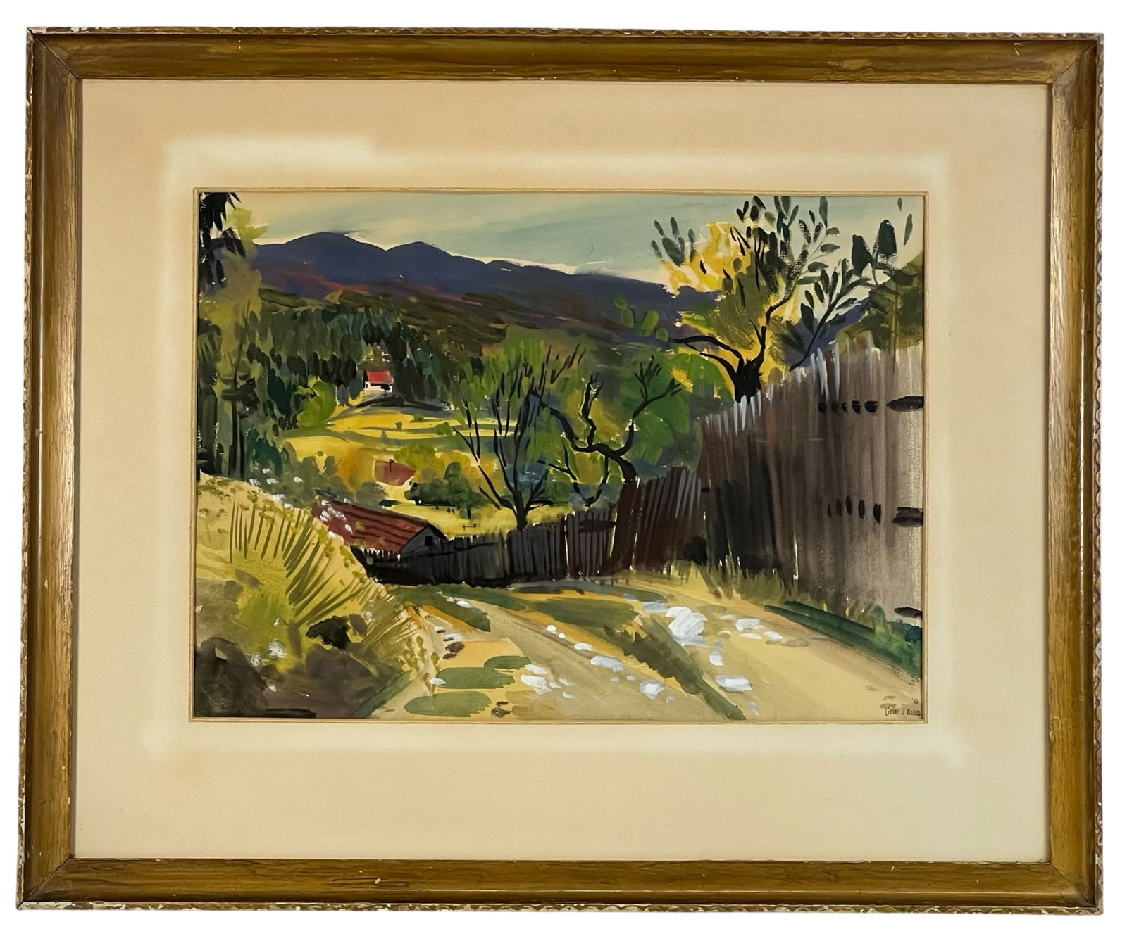 Lillian Jean Nosko 1948 Country Scene Watercolor (1 of 3)