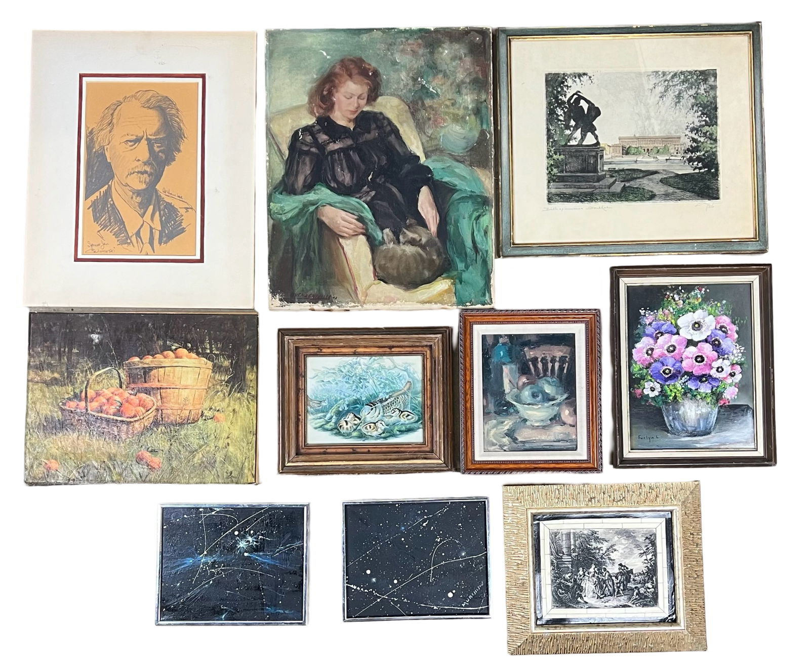 Lot of Unsearched Art- Paintings, Etching, Prints (1 of 3)