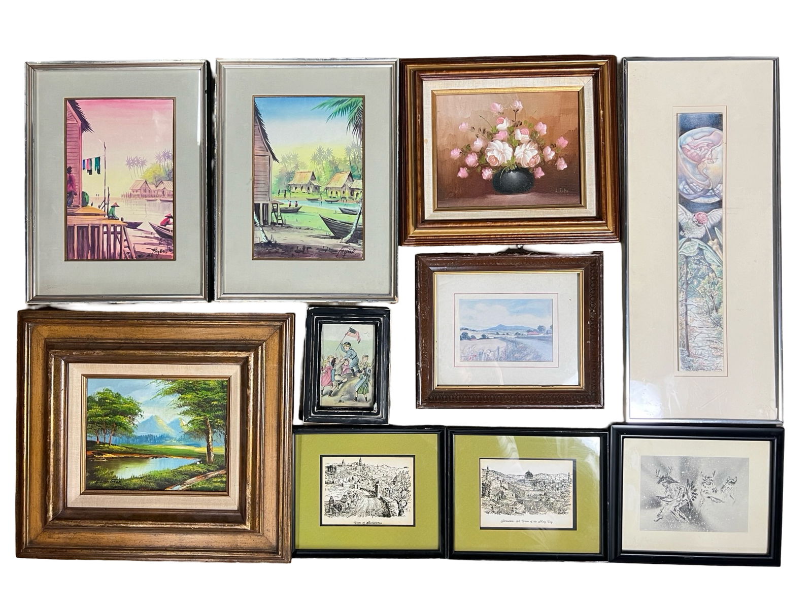 Lot of Unsearched Art- Paintings, Etching, Prints: Lot of Unsearched Art- Paintings, Etching, Prints, etc... Largest is 17" x 18"