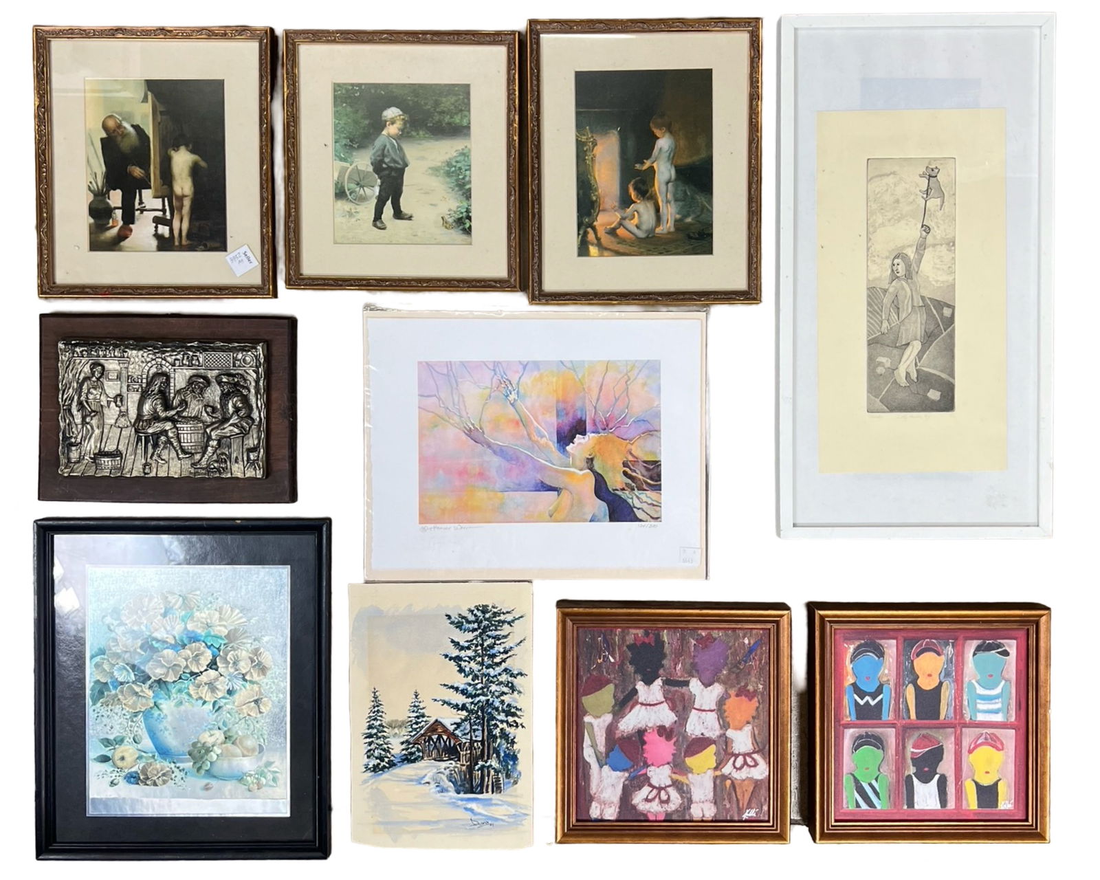 Lot of Unsearched Art- Paintings, Prints, Wall Pla (1 of 4)