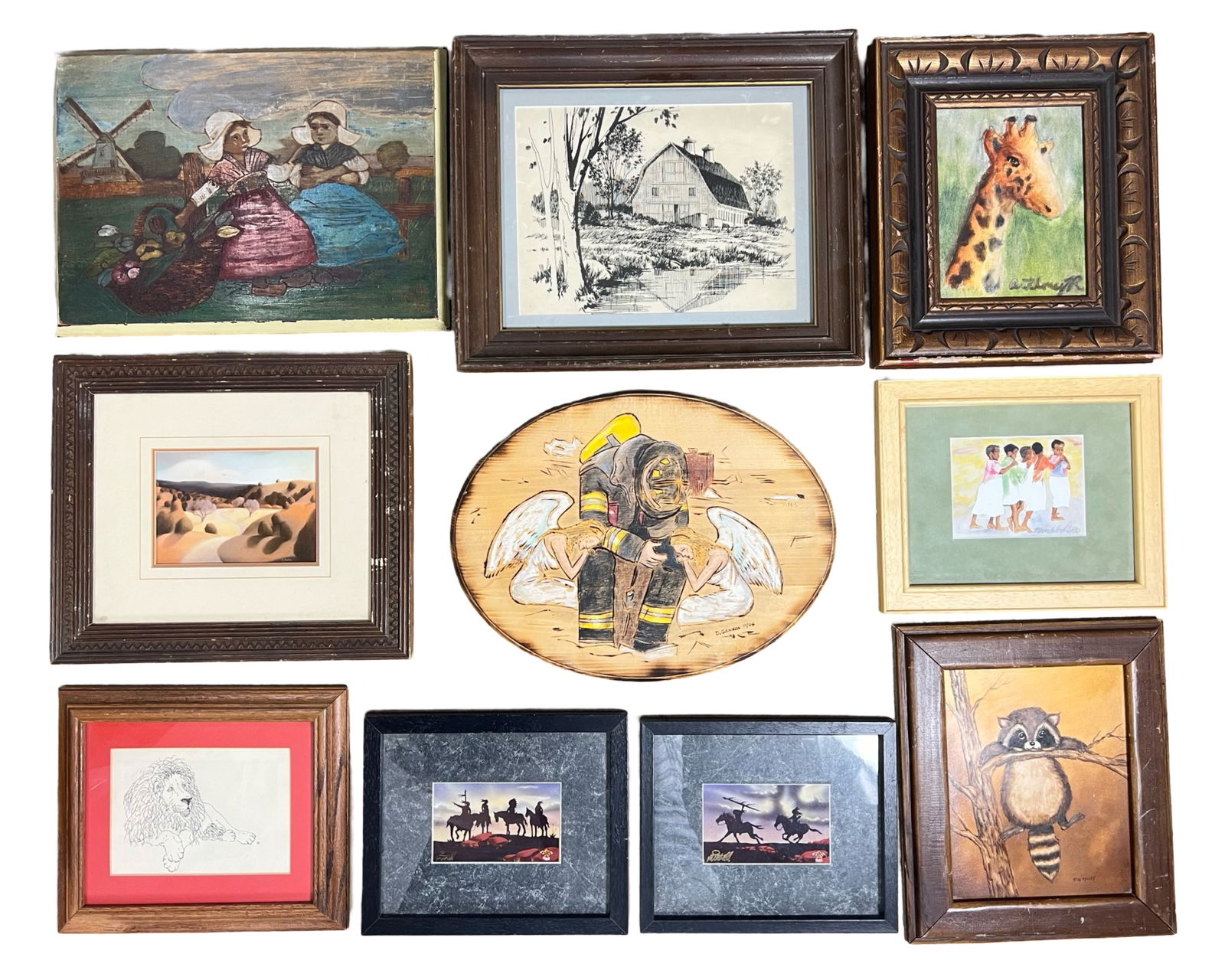 Lot of Unsearched Art- Paintings, Prints, Wall Pla (1 of 5)