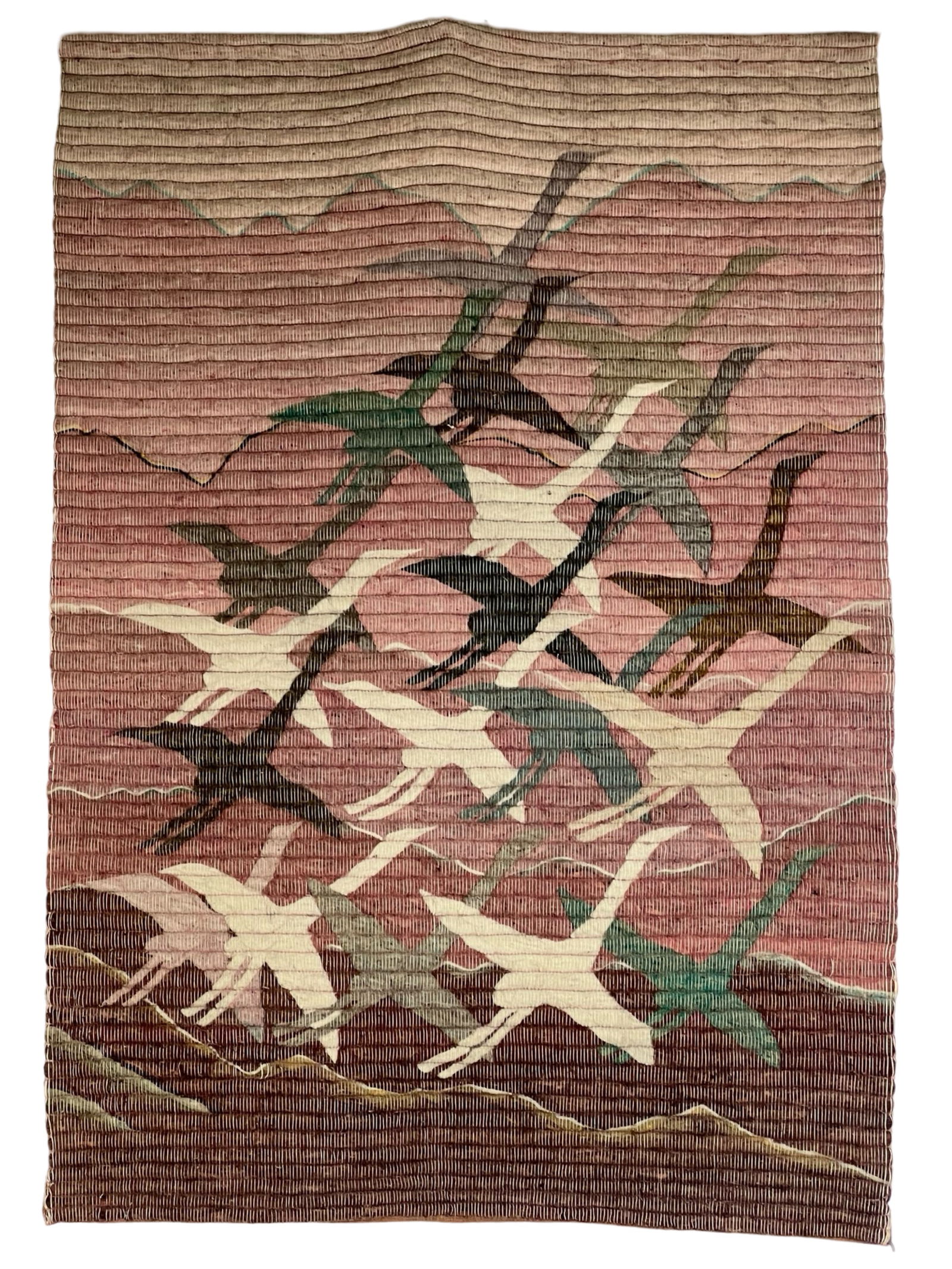 Vintage Artisan Handmade Wool Wall Tapestry Birds (1 of 3)