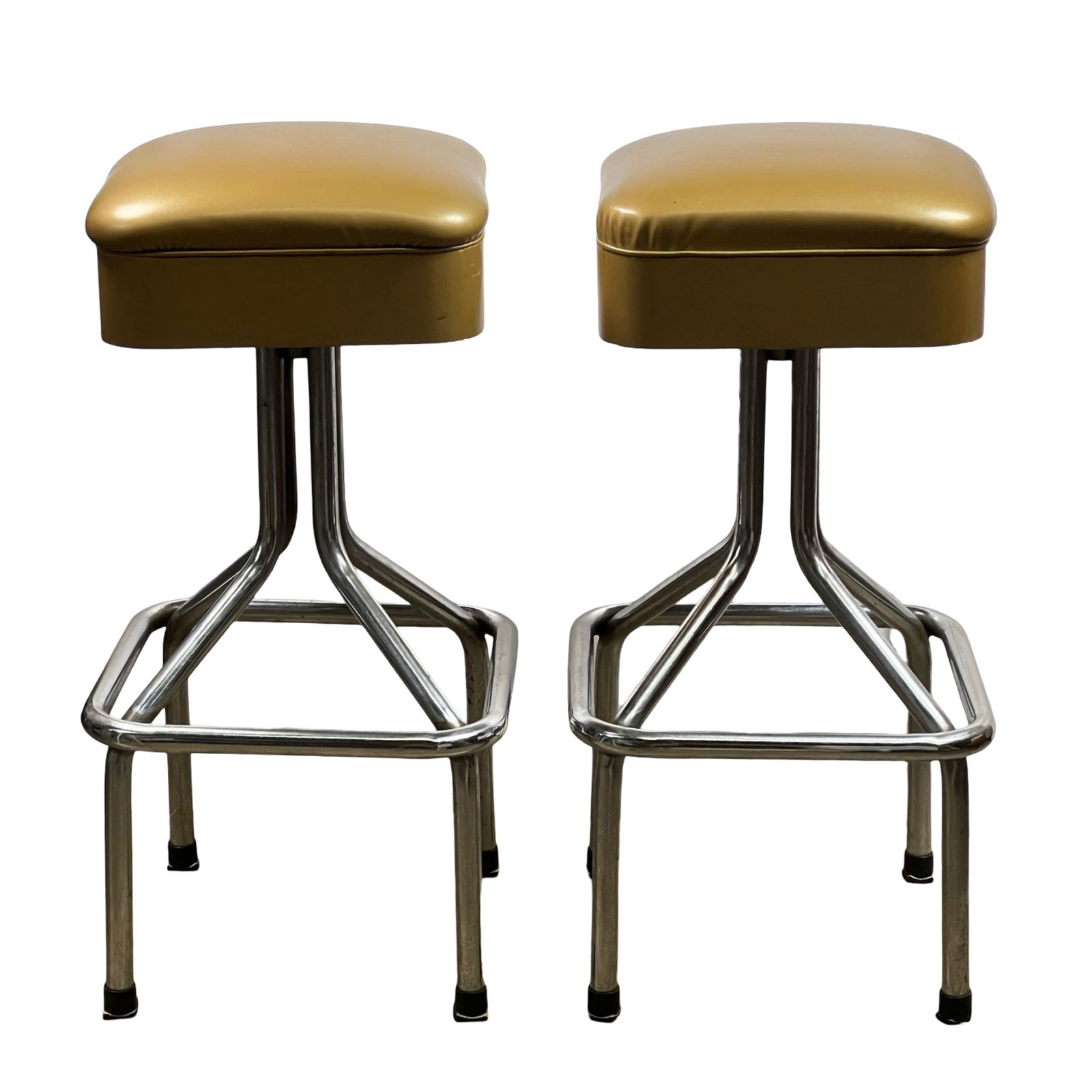 Pair of Vintage Retro Chrome Bar Stools (1 of 2)