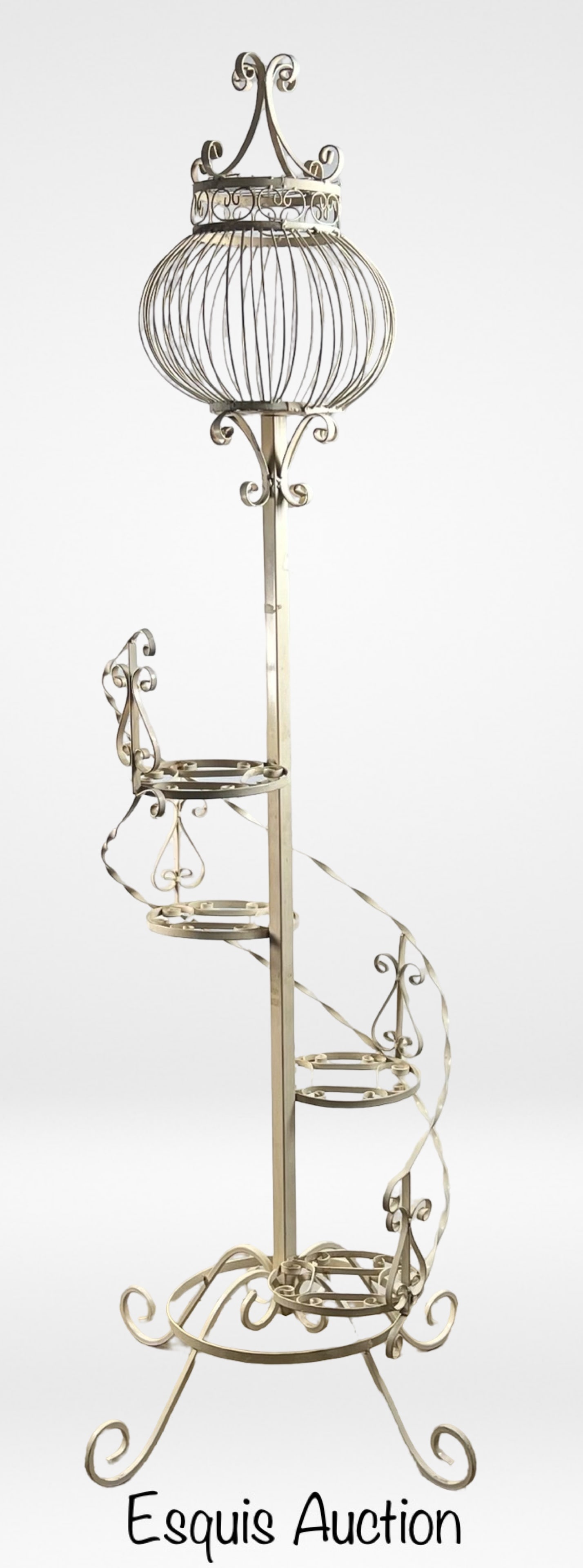 60s Wrought Iron Twisted Metal Spiral Plant Stand (1 of 4)