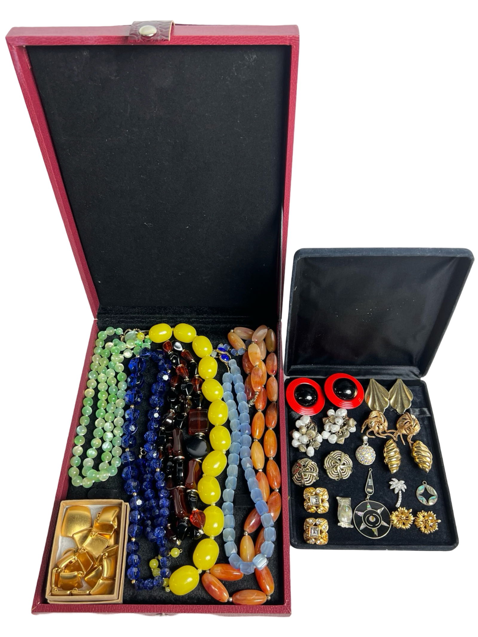 Vintage Jewelry incl. Designer & Sterling: Group of Vintage Jewelry in two Show Cases including Designer and Sterling pieces- Piscitelli, Triffari, Kramer, Anne Klein, etc.. 10