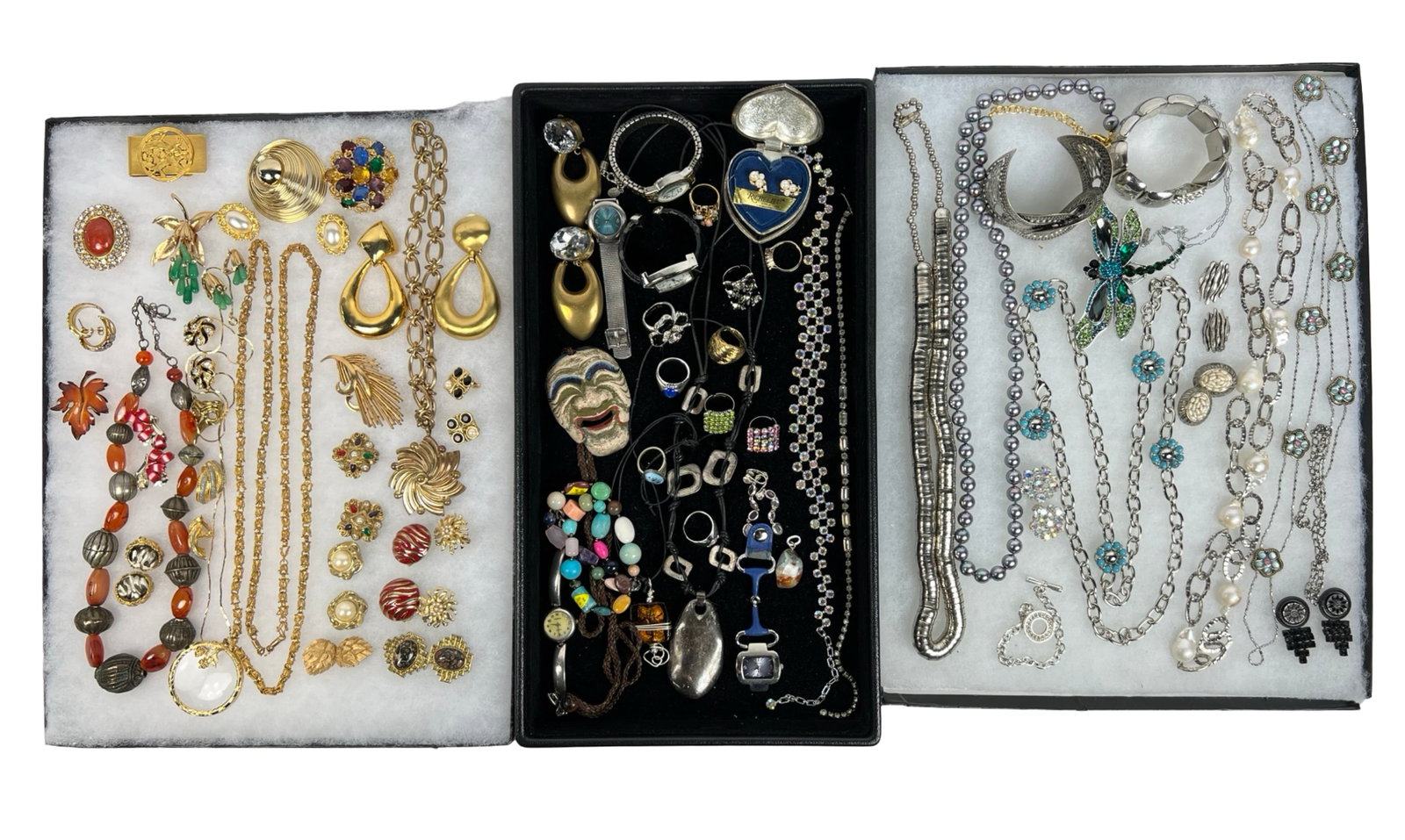 Collection of Vintage Jewelry: Collection of Vintage Jewelry- Rings, Earrings, Necklaces, Bracelets, Watches including Designer. Appear to be in good condition.