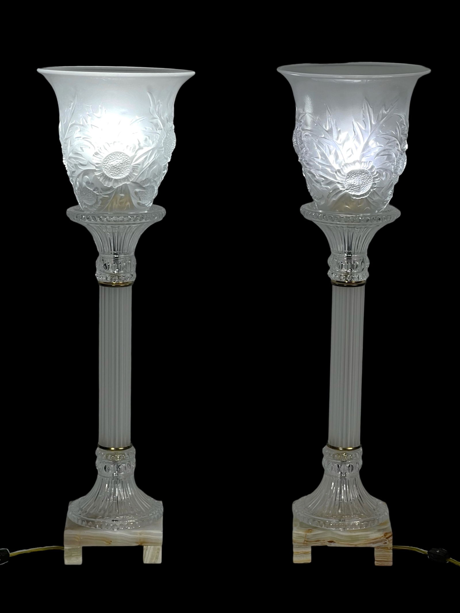 Pair of American Fenton Art Glass Torchiere Lamps (1 of 6)