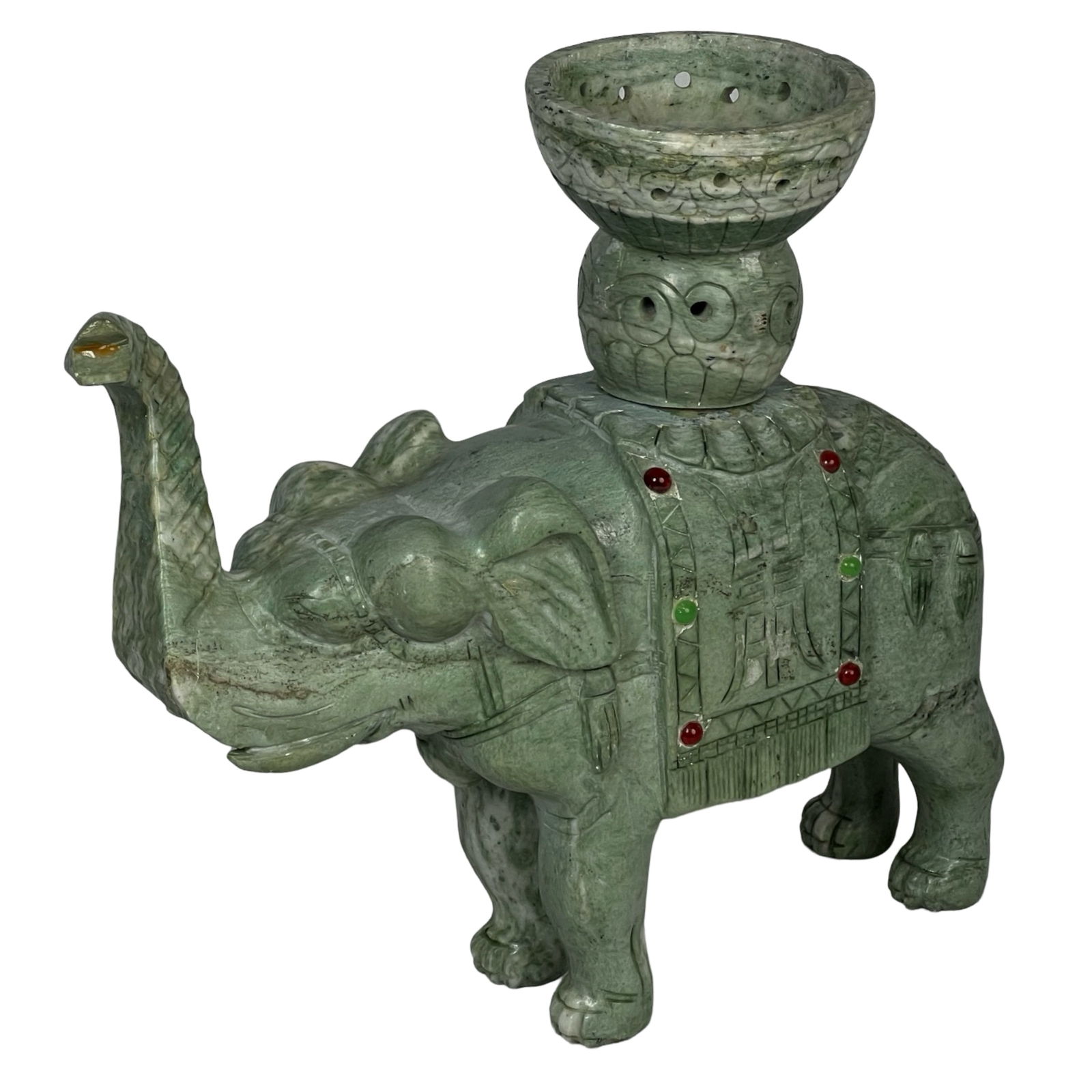 Chinese Carved Nephrite Elephant Incense Burner (1 of 6)