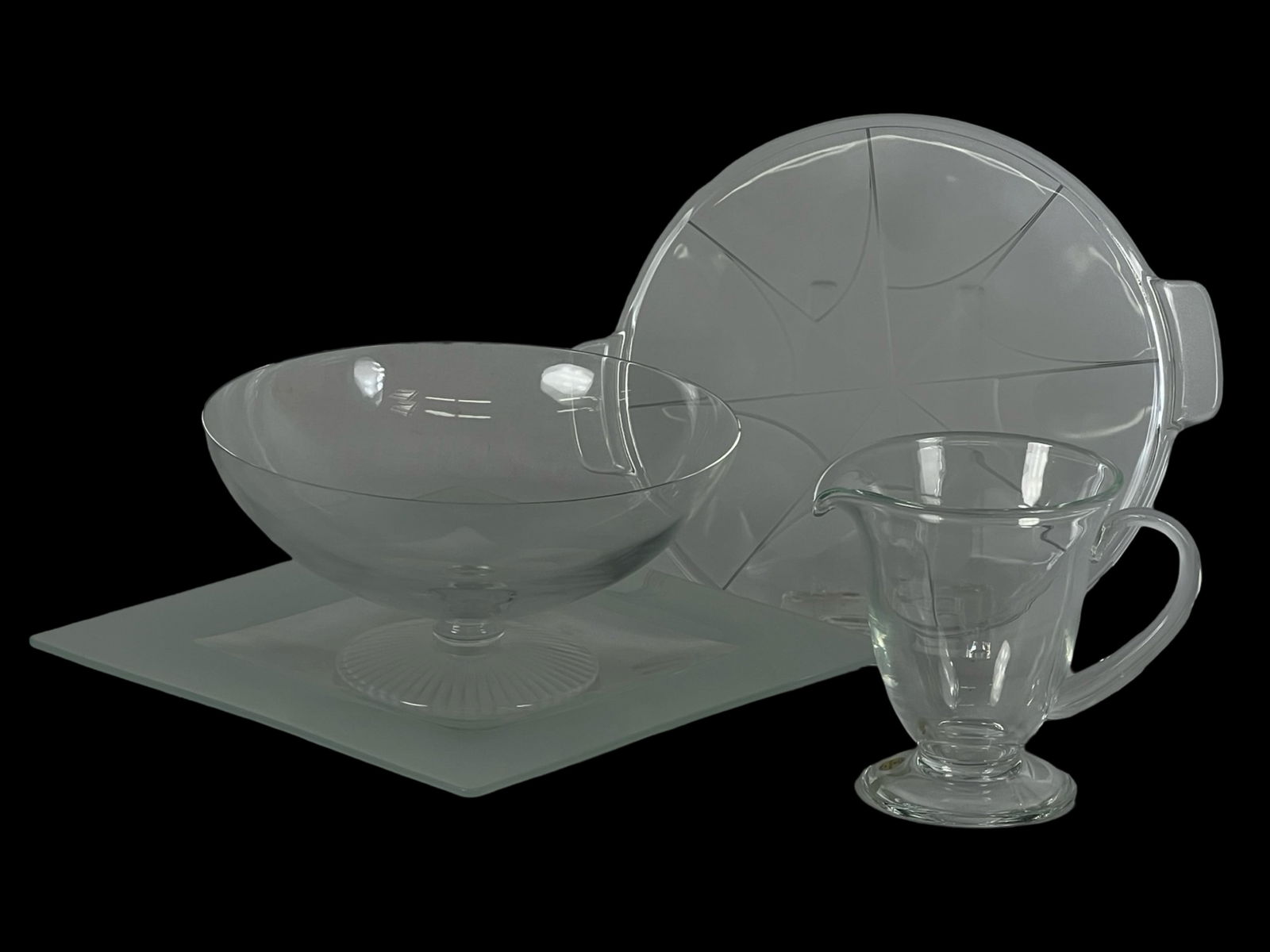 French Crystal Platters, Pitcher, Cake Stand, (1 of 8)