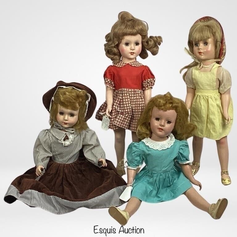 Vintage 1950's 17" Dolls: Embark on a journey through the 1950s with this delightful collection of vintage dolls, each capturing the essence of mid-century doll craftsmanship.Vintage 1950's American Character Sweet Sue Hard Pl