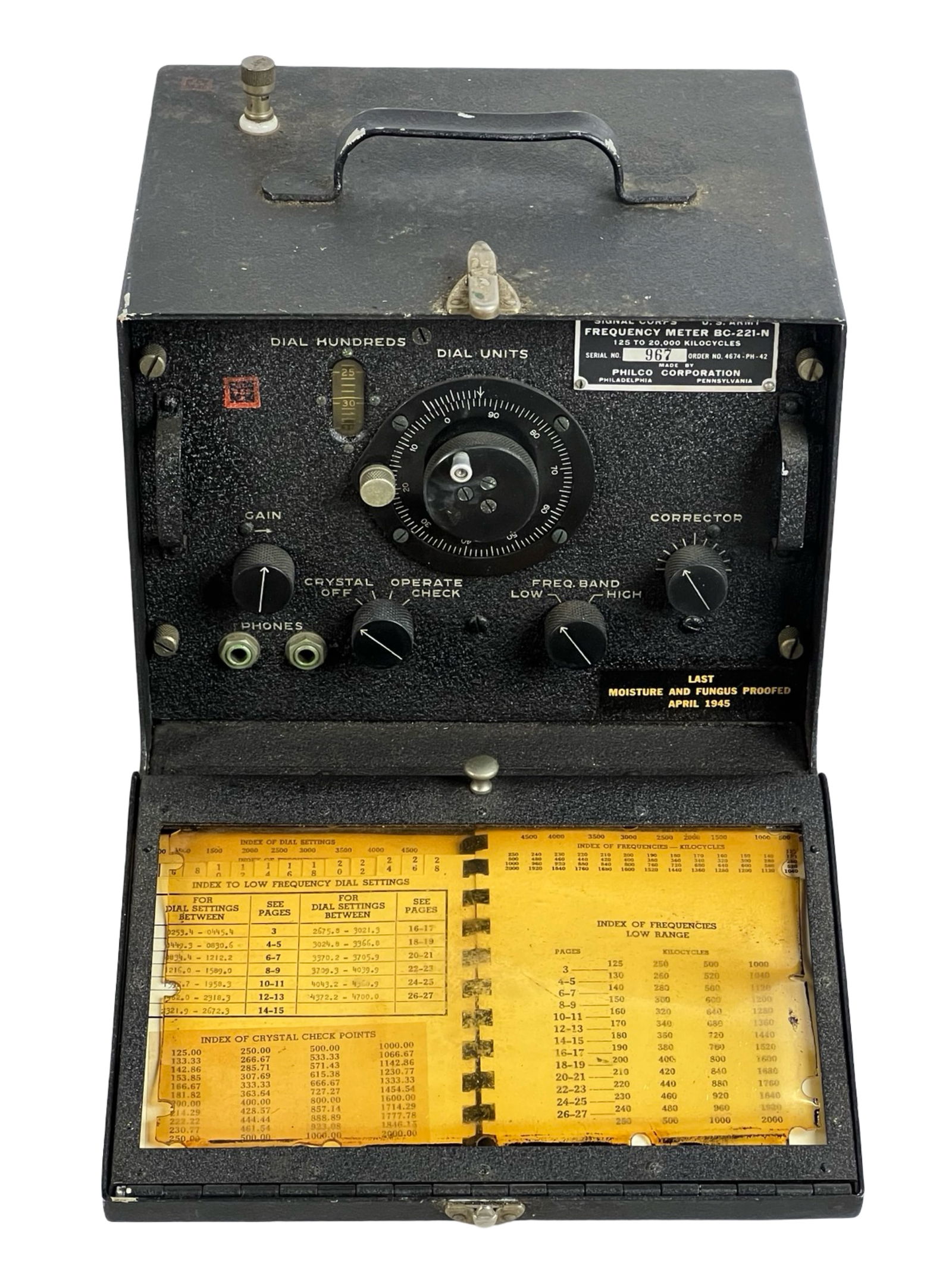 US Navy WWII Signal Corps Frequency Meter BC-221-N (1 of 3)