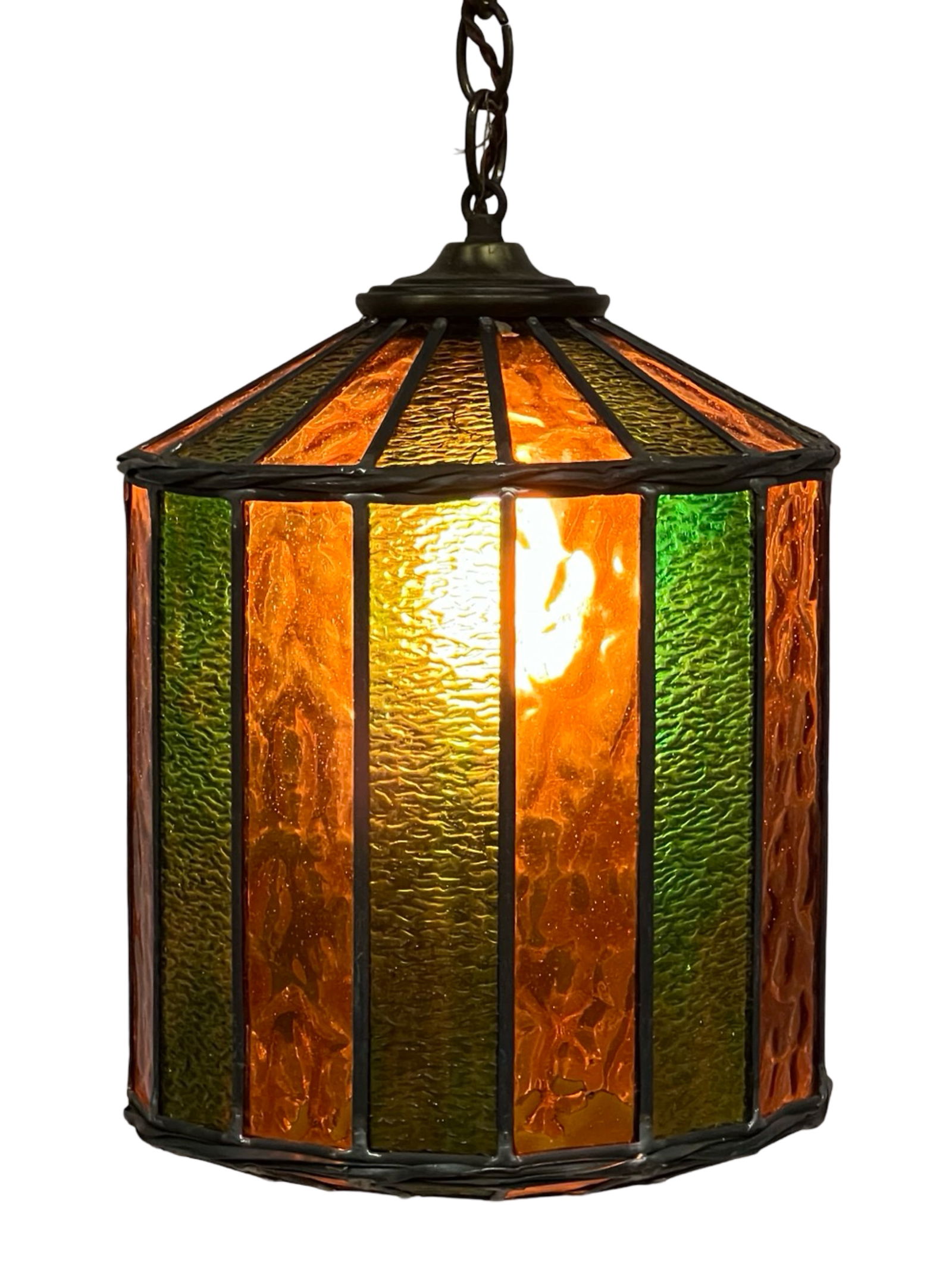 Vintage 60's Slag Glass Lantern Pendant Light (1 of 3)