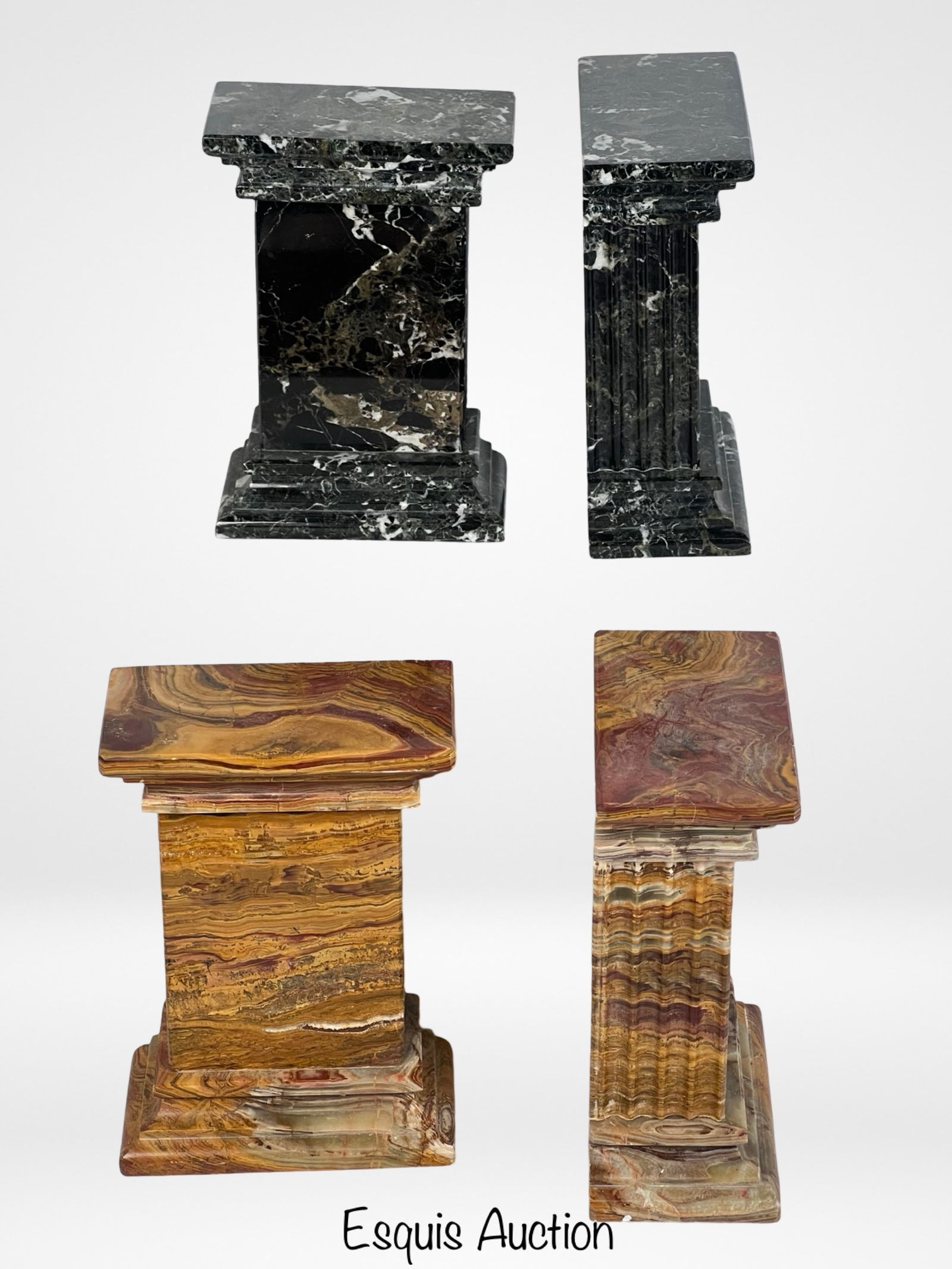 Modern Fluted Columns Marble & Onyx Bookends (1 of 7)