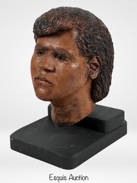 Clay Art Pottery Head Sculpture: Experience the raw beauty of handcrafted art with this captivating Clay Art Pottery Head Sculpture, proudly displayed on a wooden stand, standing at an impressive 15" tall. While the sculpture remains