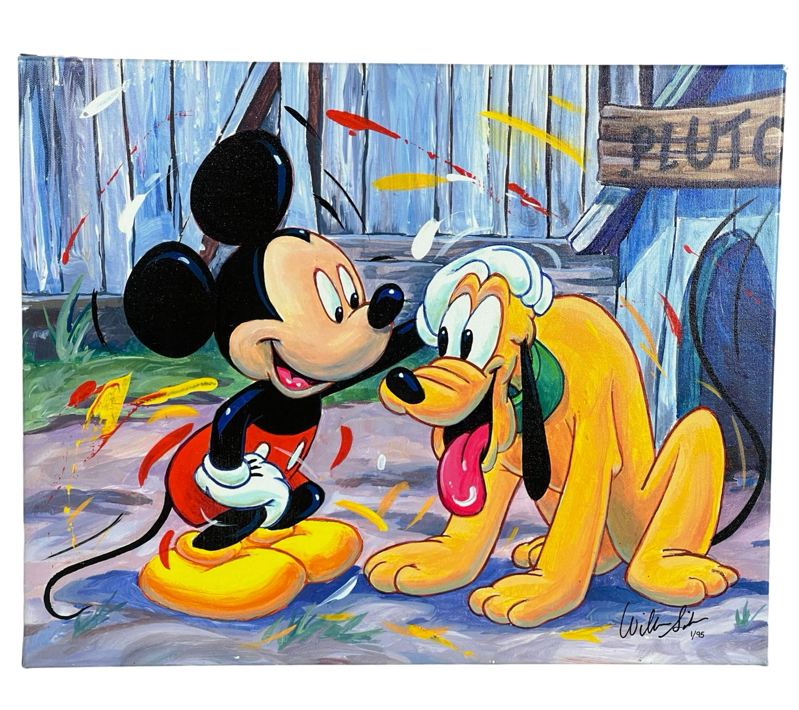 Disney William Silvers "Mickey & Pluto" Signed Art (1 of 3)