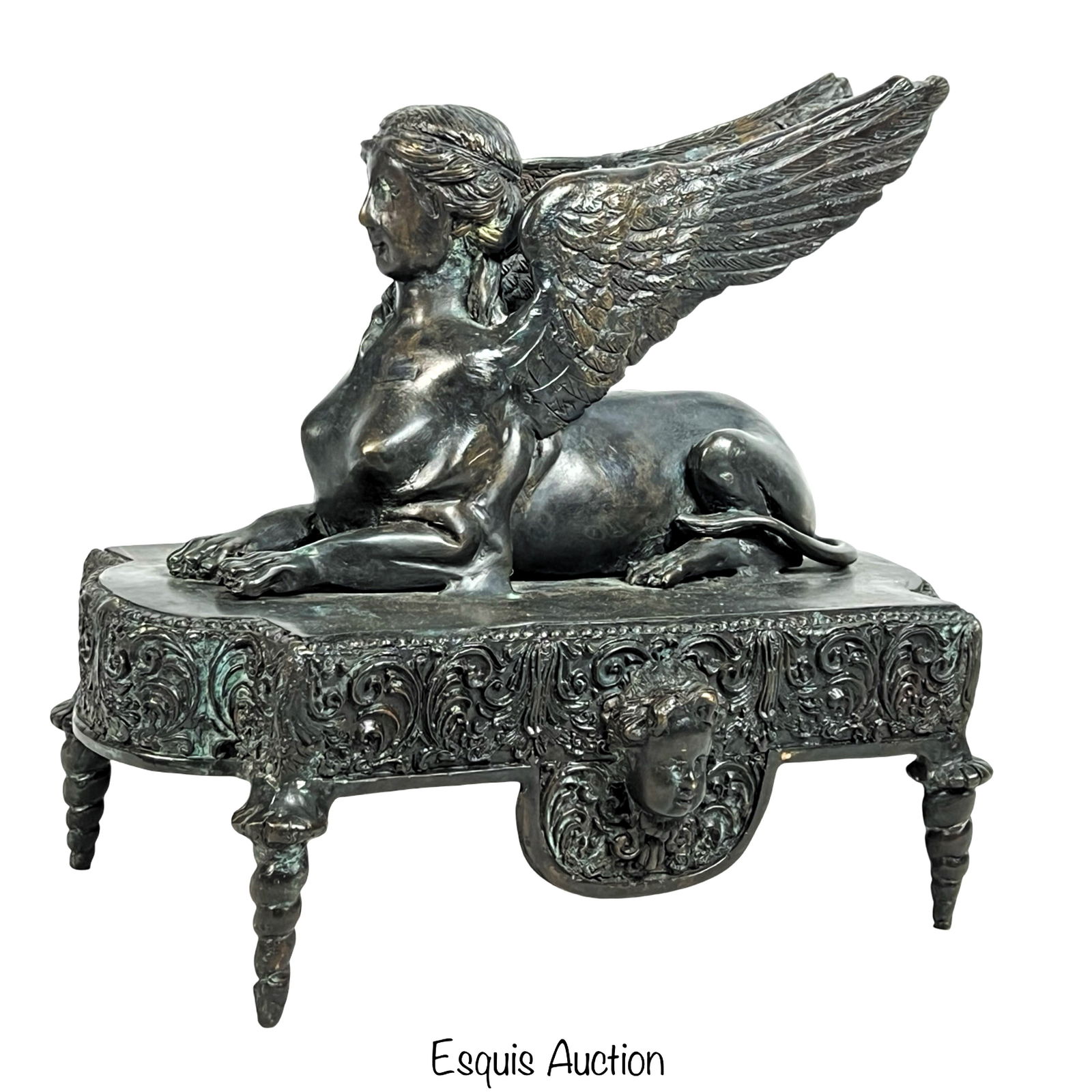 Antique French Empire Bronze Winged Sphinx Chenet (1 of 4)