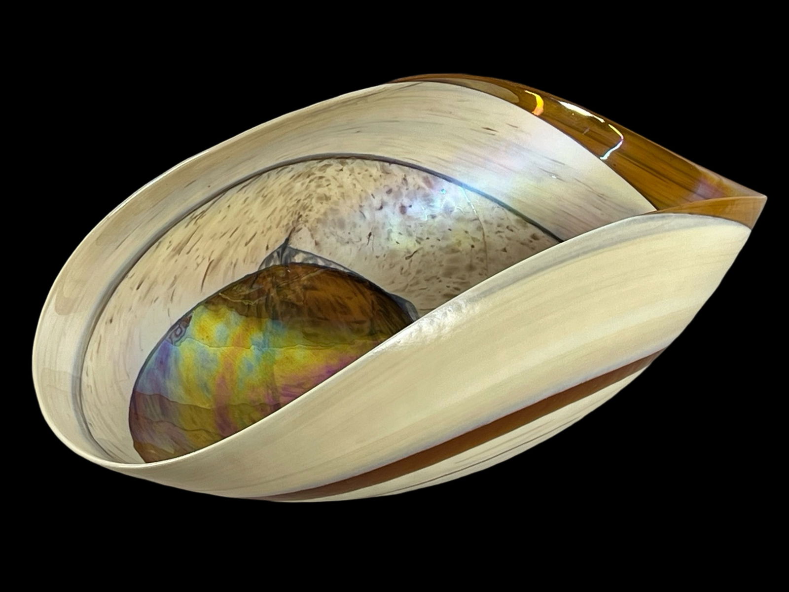 Calle Murano Art Glass Shell Iridescent Bowl (1 of 3)