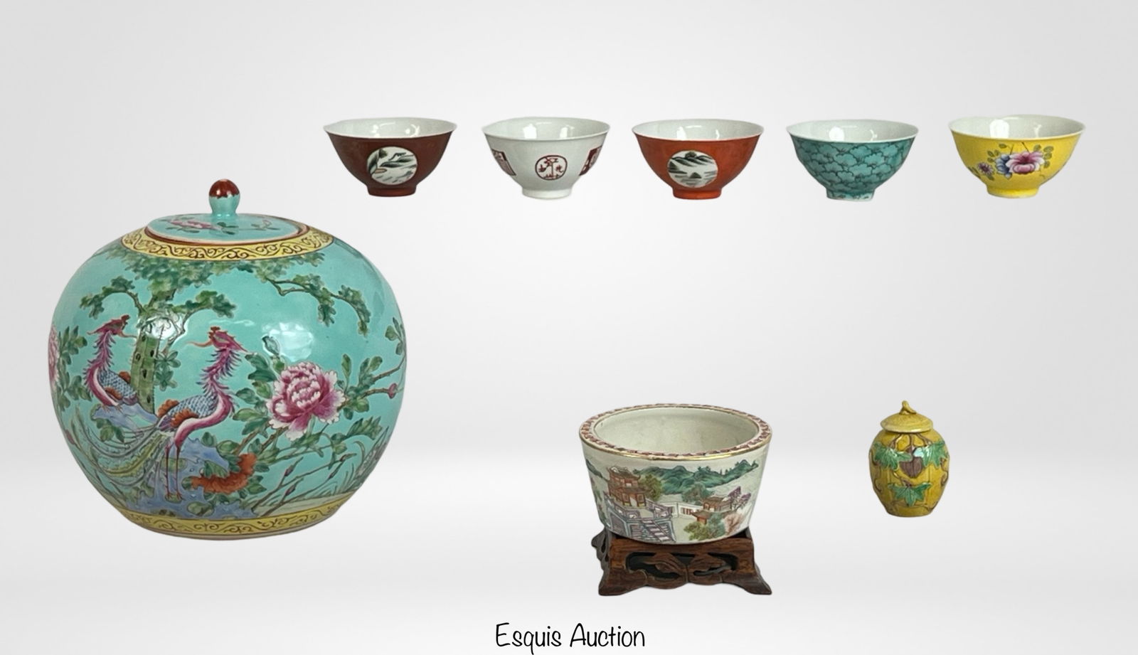 Chines Empress Dowager Ginger Jar, Tea Cups & Bowl (1 of 14)