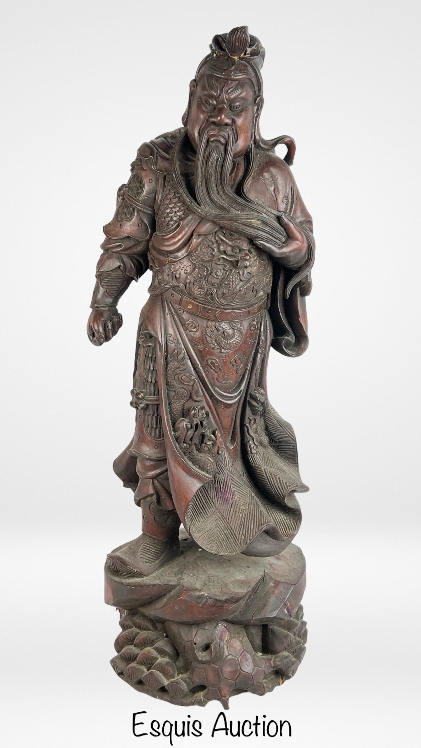 Large Chinese Wood Carved Guan Yu Statue (1 of 7)