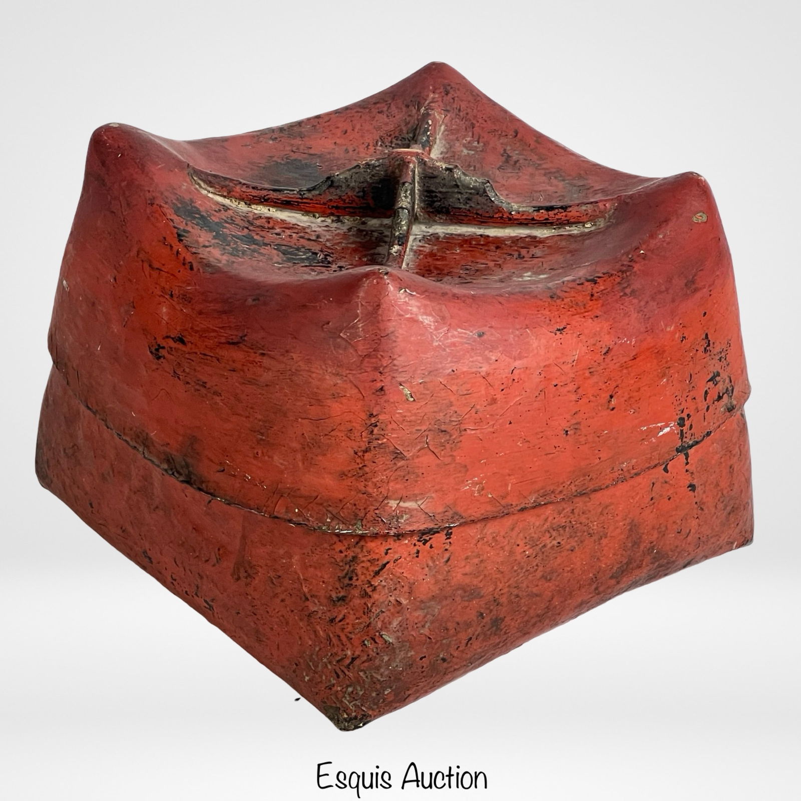 Antique Chinese Red Painted Rice Basket (1 of 3)