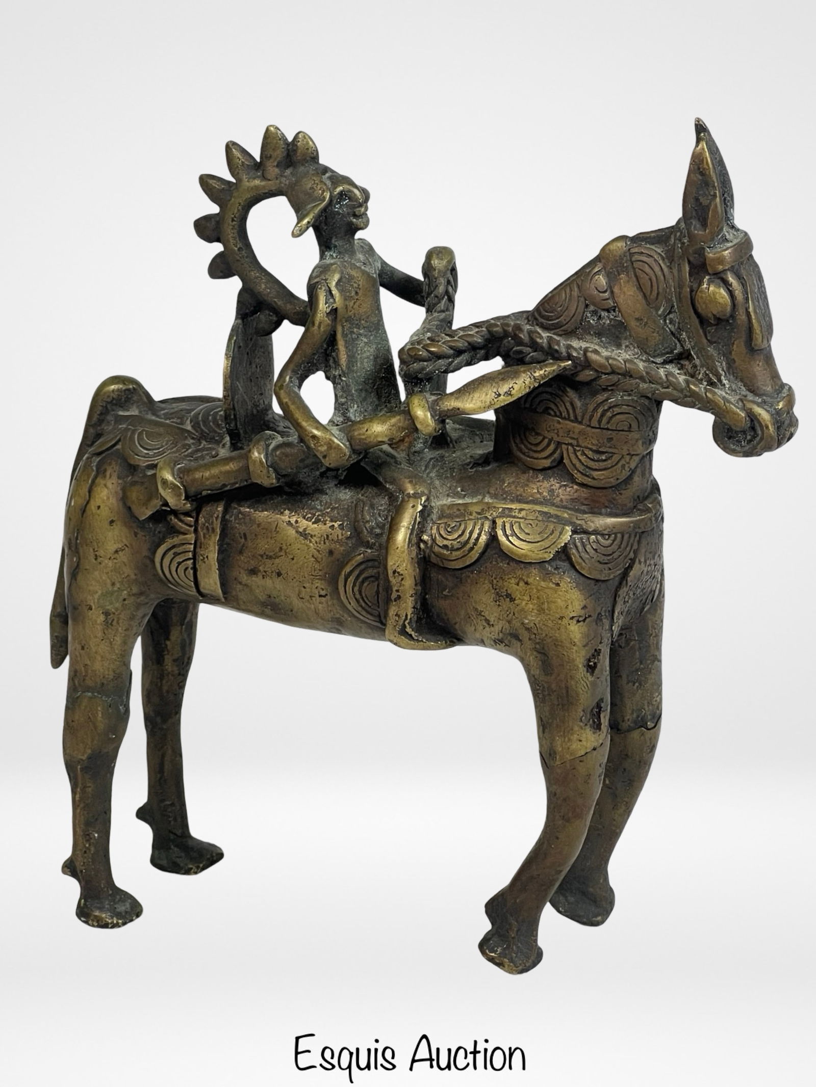 Antique African Tribal Bronze Horse Rider Warrior (1 of 6)