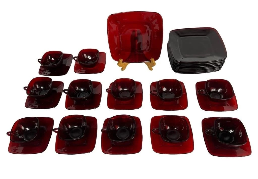 Anchor Hocking Ruby Red Tea/ Coffee Set for 12 (1 of 3)