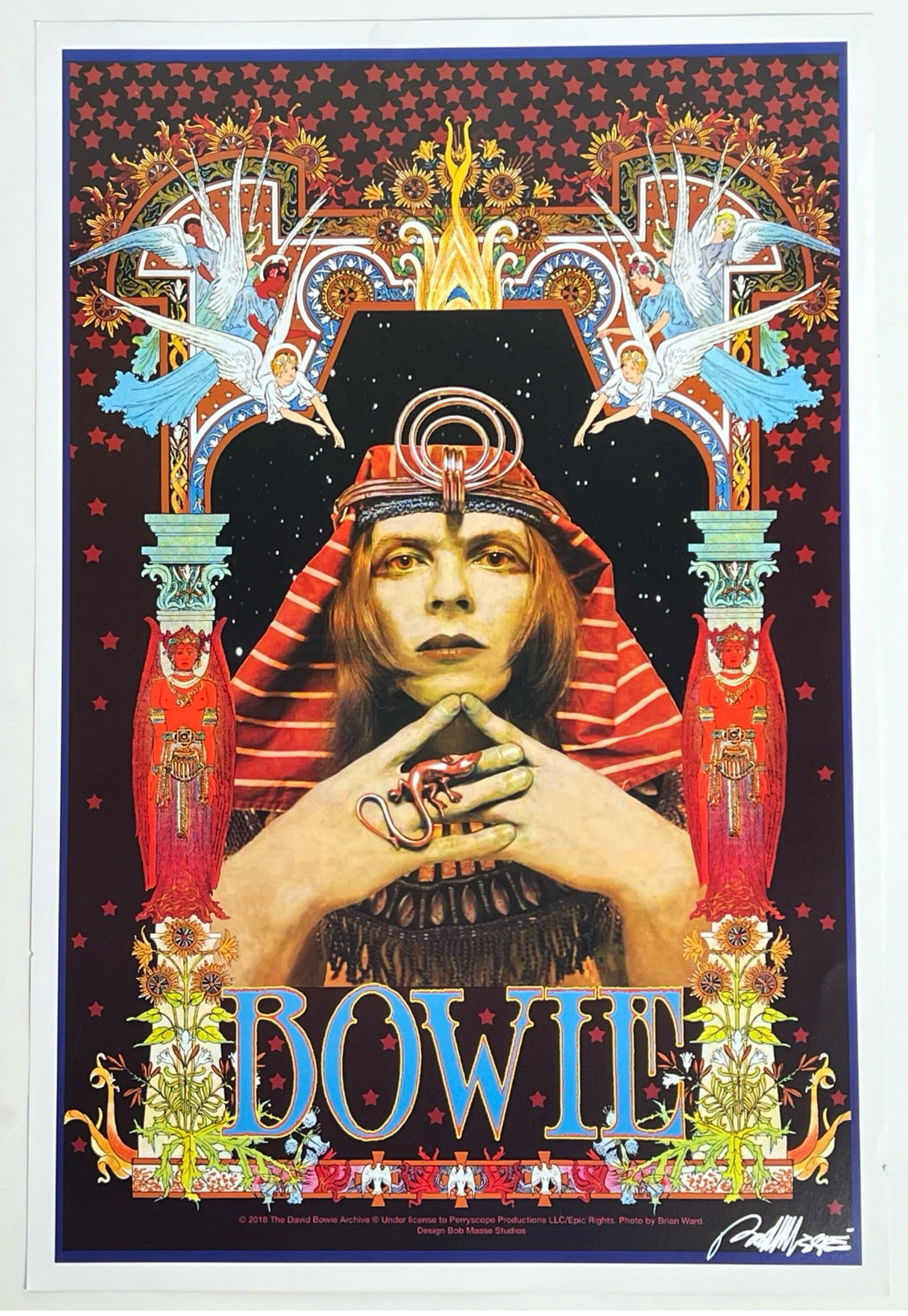 David Bowie "Pharaoh" Poster signed by Bob Masse (1 of 3)