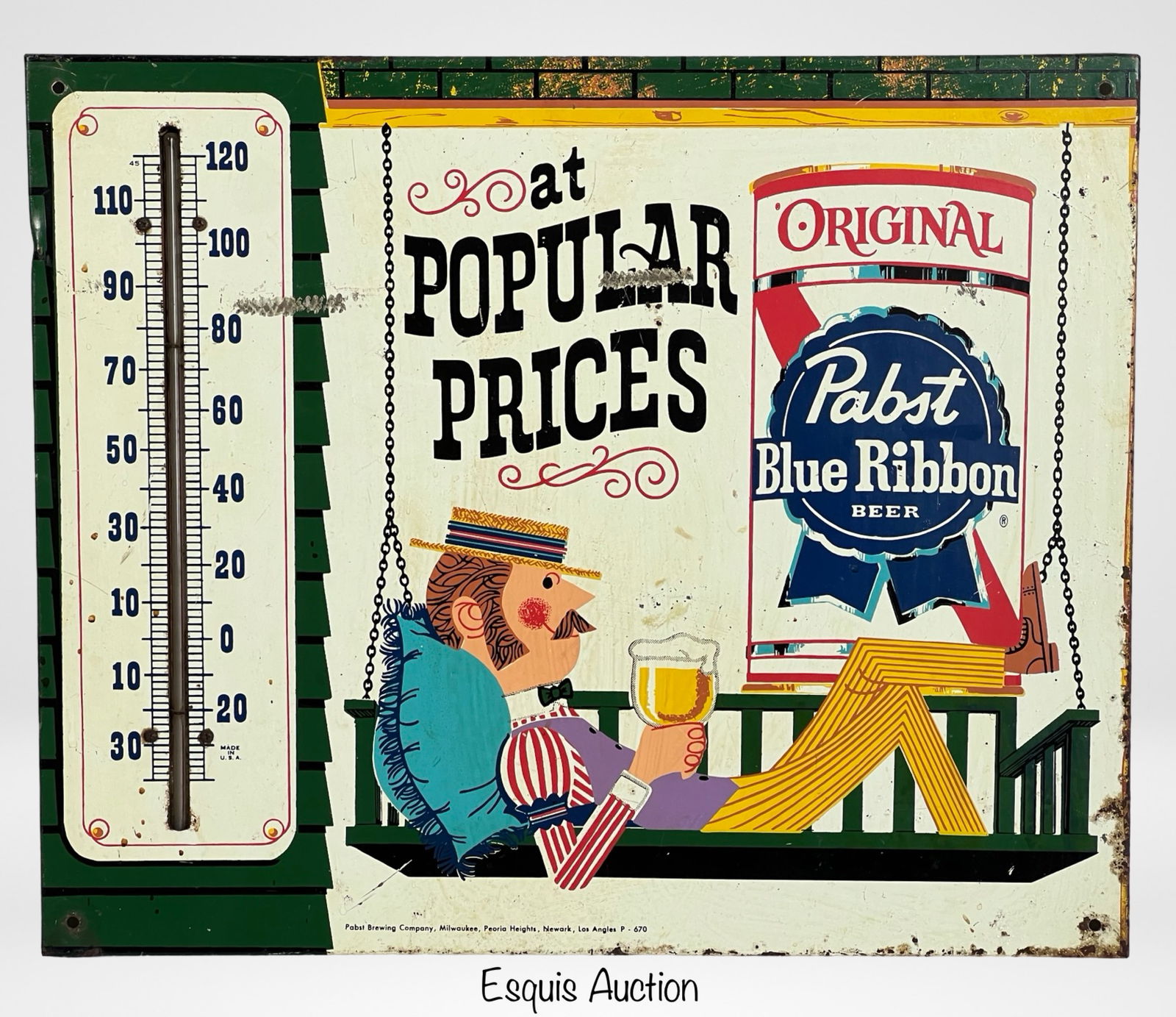 Pabst Blue Ribbon Thermometer Metal Beer Sign (1 of 5)