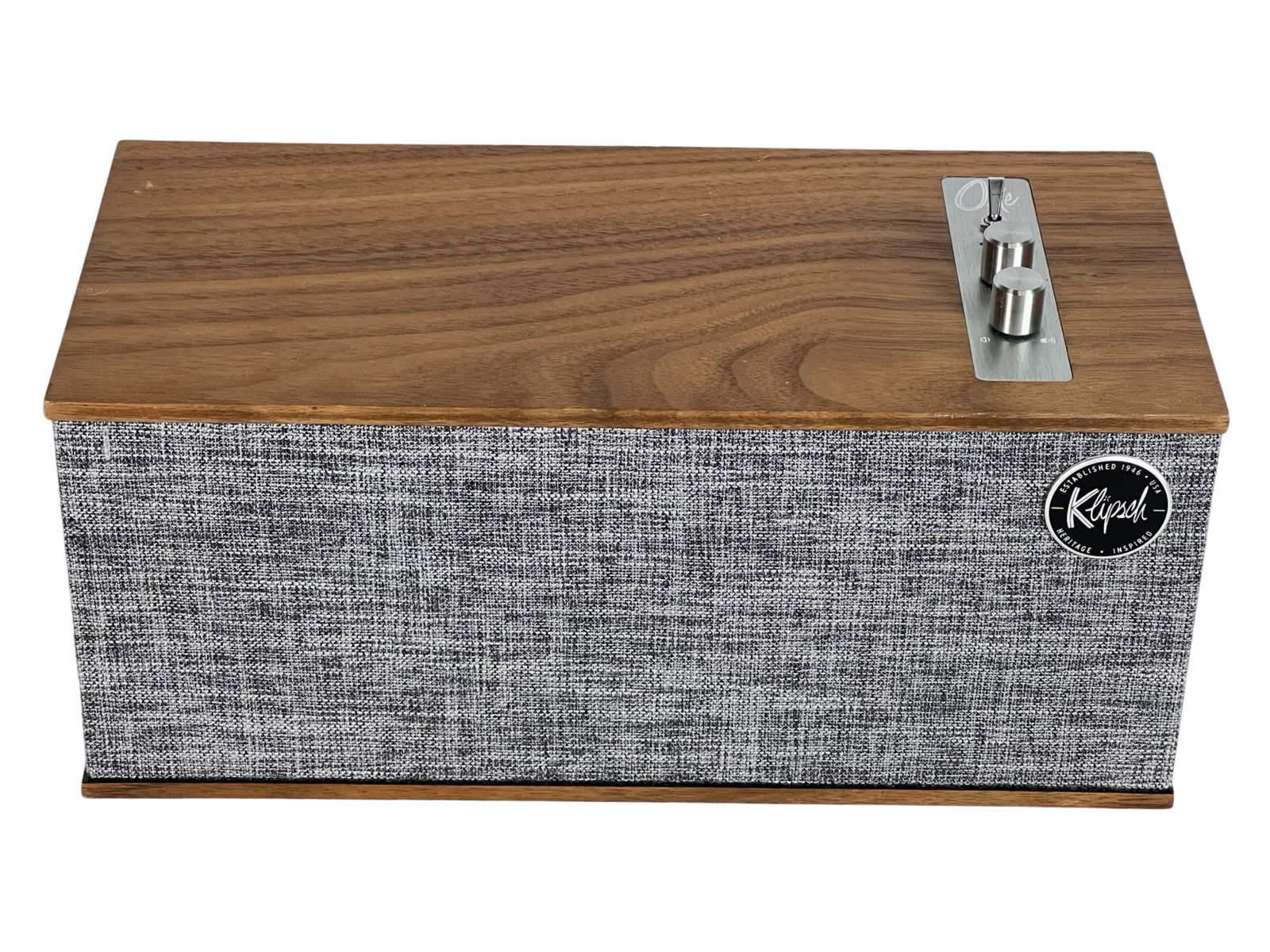 Klipsch Heritage The One II Tabletop Stereo: Klipsch Heritage Wireless The One II Tabletop Stereo. Good overall condition, untested, no charging cable.