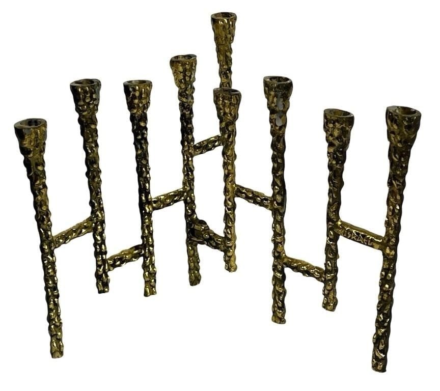 Cast Bronze Brutalist Judaica Menorah Paul Evans (1 of 3)